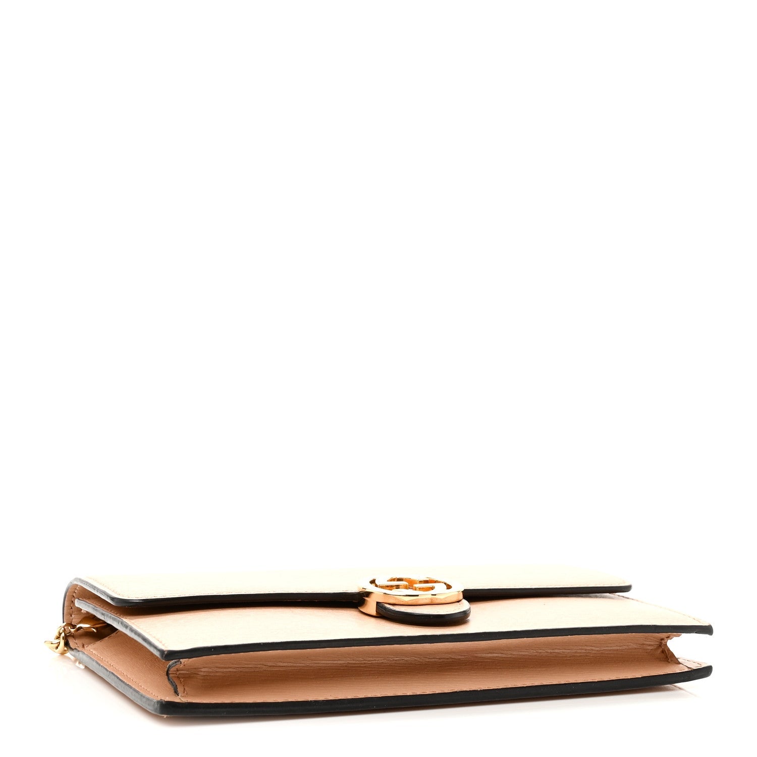 Dollar Calfskin Interlocking G Chain Wallet Camelia