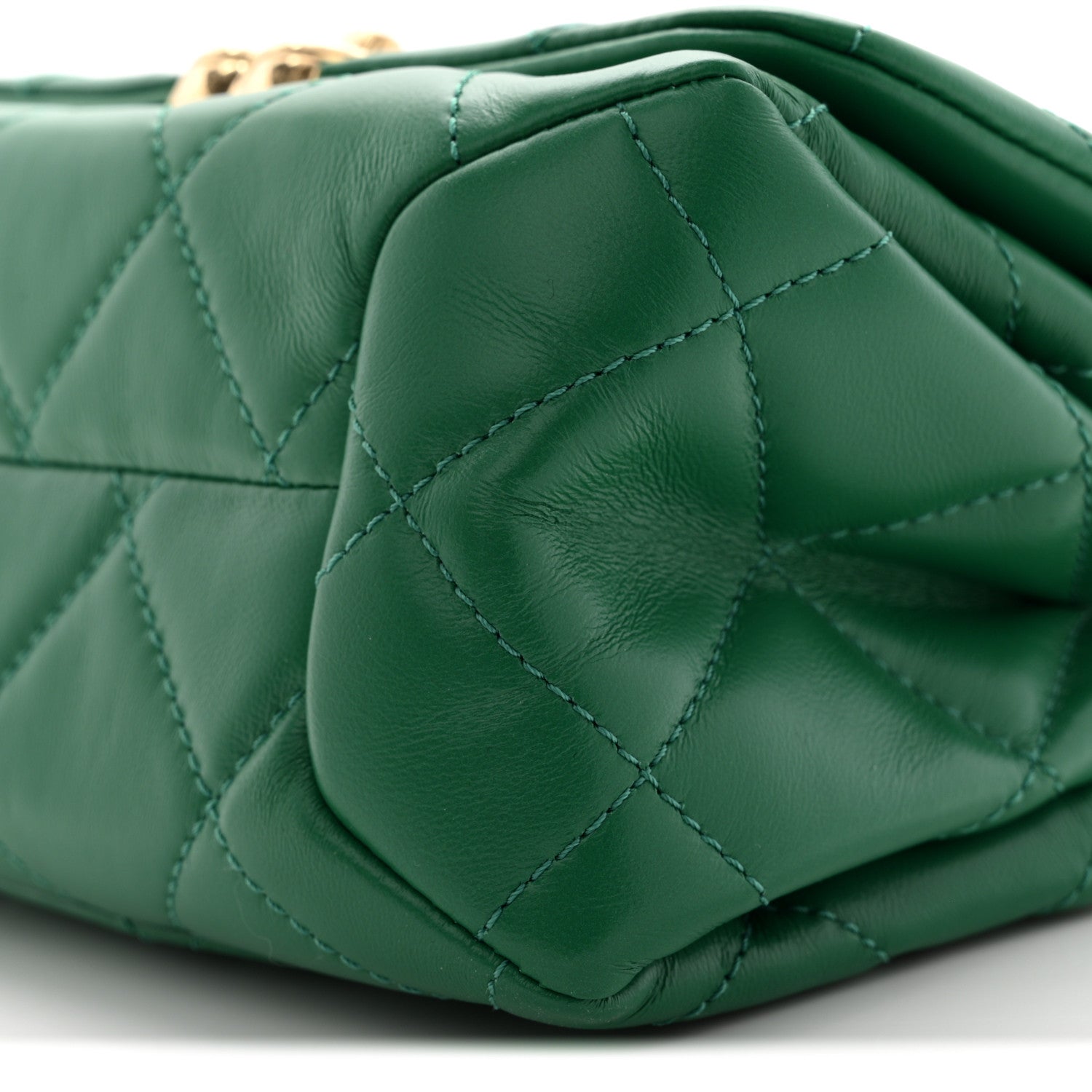 Lambskin Quilted Mini Color Match Flap Green
