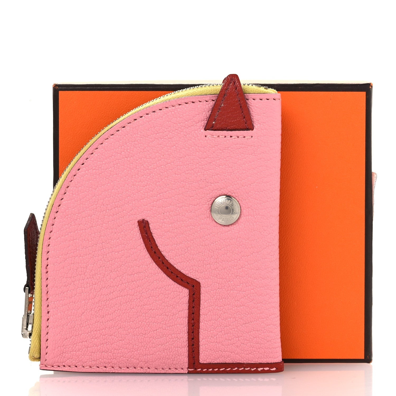 Chevre Mysore Paddock Change Purse Rose Confetti Brique