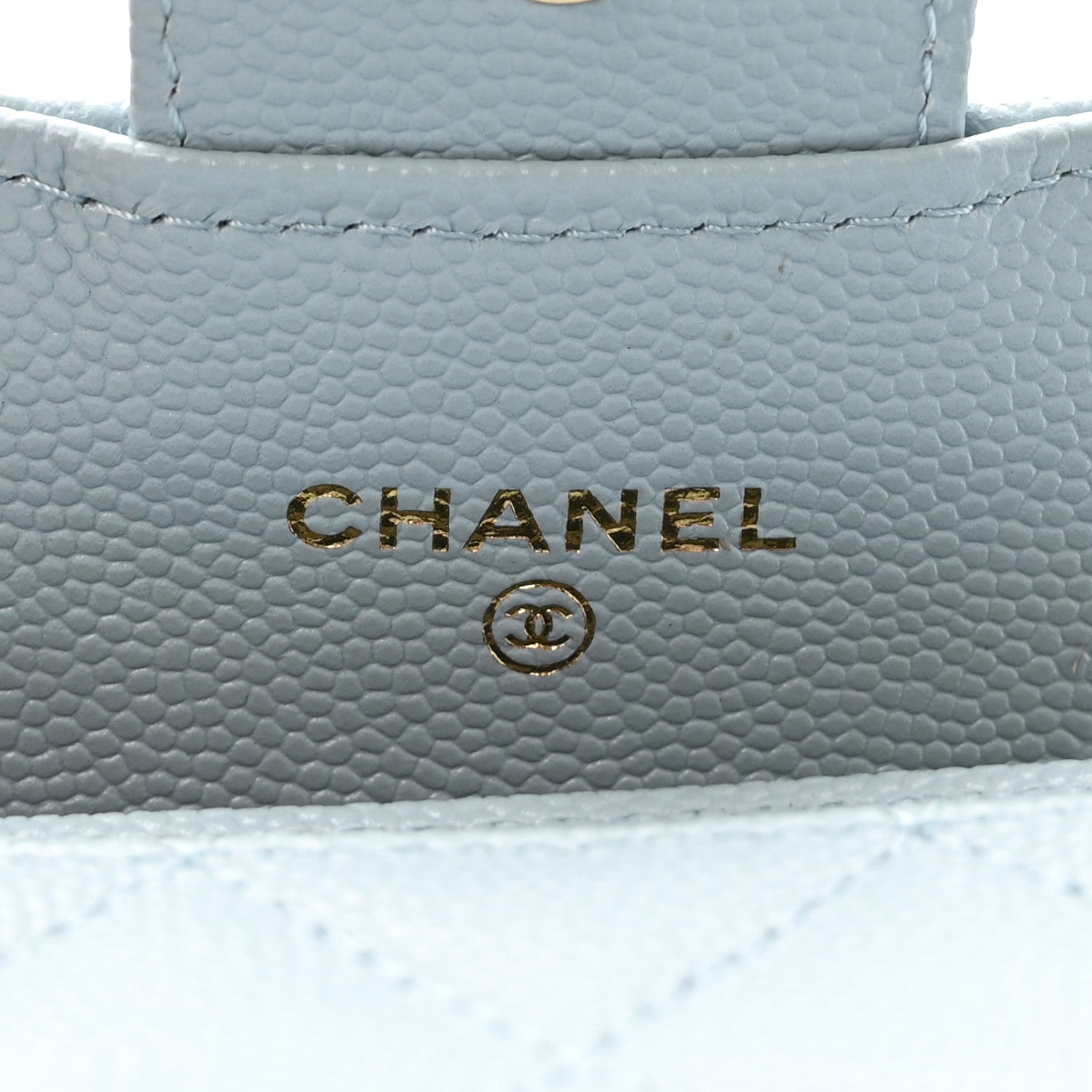 Caviar Quilted Flap Card Holder Wallet Light Blue