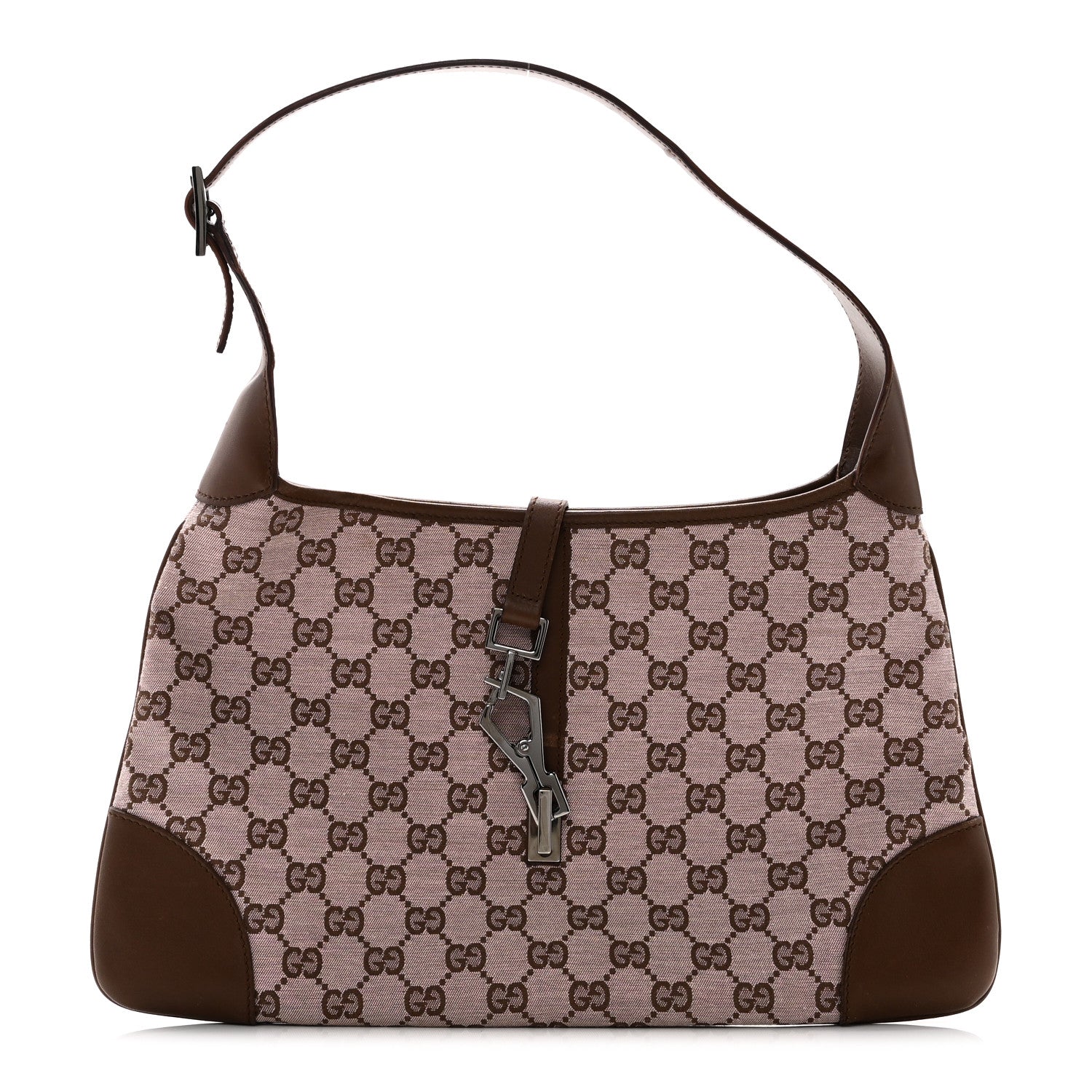 Monogram Lobster Clasp Jackie O Hobo Brown