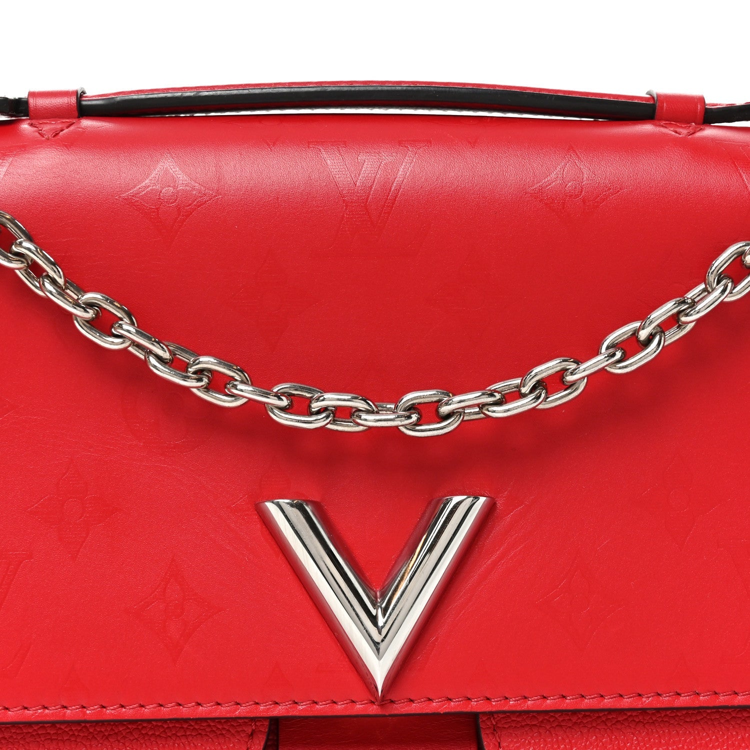 Monogram Cuir Plume Ecume Very Chain Bag Rubis Red