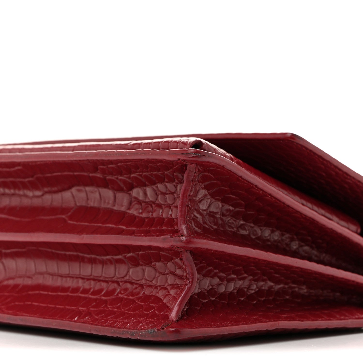 Calfskin Crocodile Embossed Medium Monogram Sunset Rouge Eros