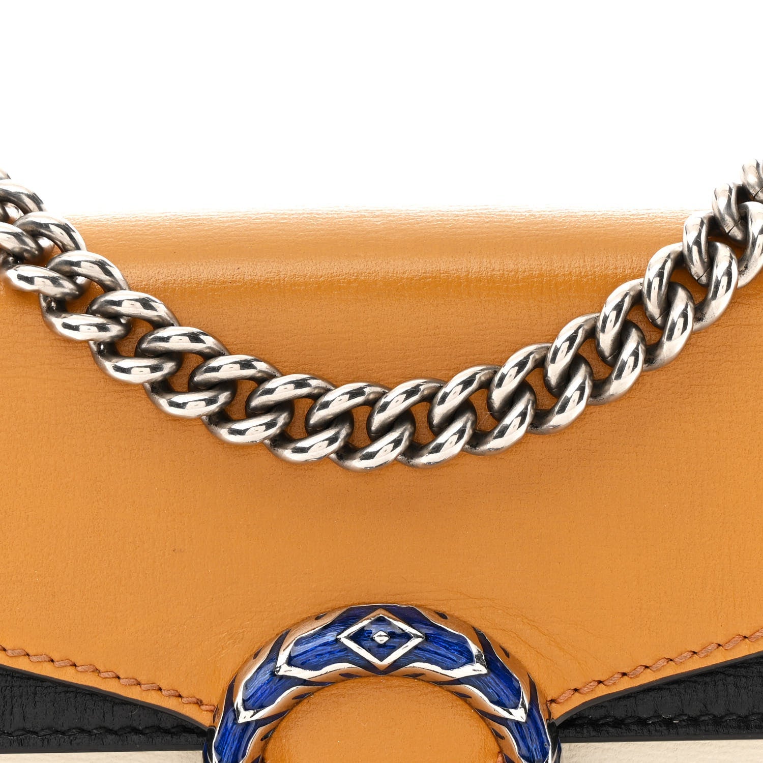 Azalea Calfskin Enamel Tri-Color Mini Dionysus Shoulder Bag Mystic White Sun Oil Black Electric Blue