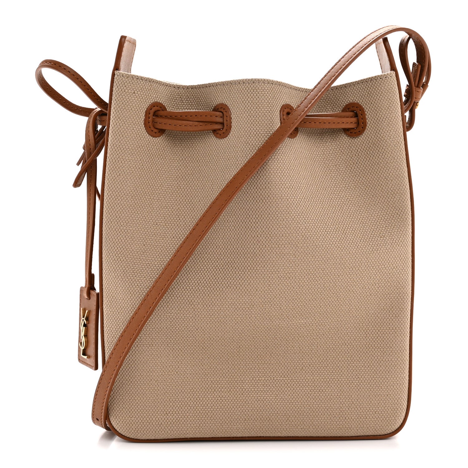 Canvas Calfskin Small Bucket Bag Desert Dust Brick