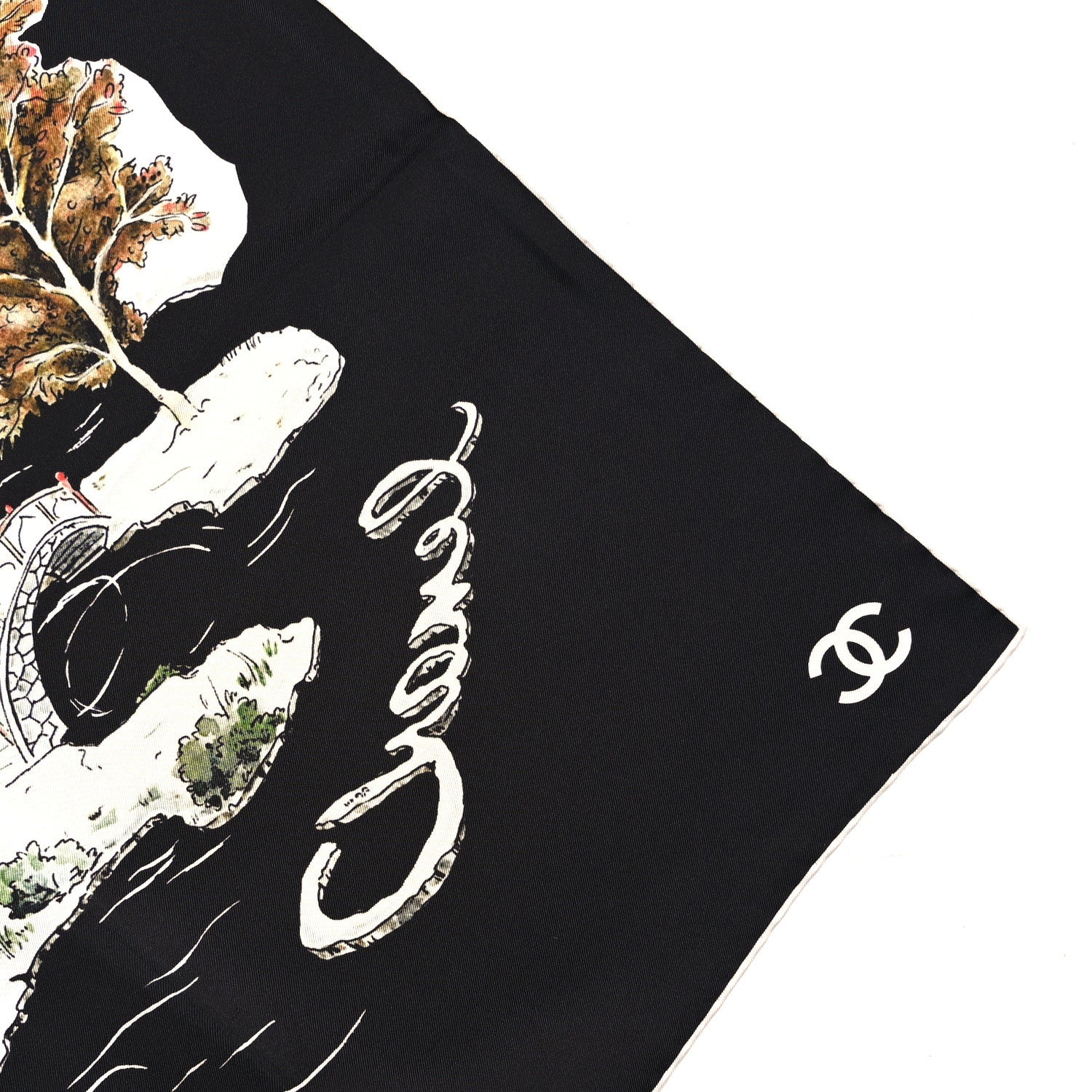 Silk CC Square Scarf Black Multicolor