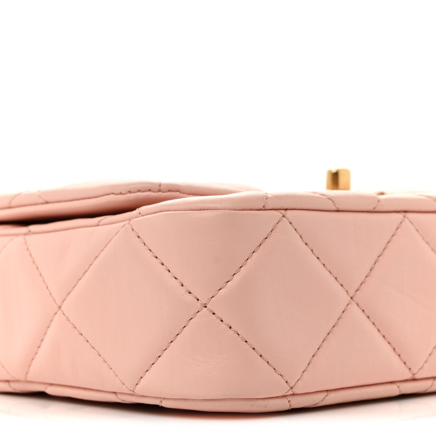 Crumpled Calfskin Quilted Braided CC Flap Light Pink