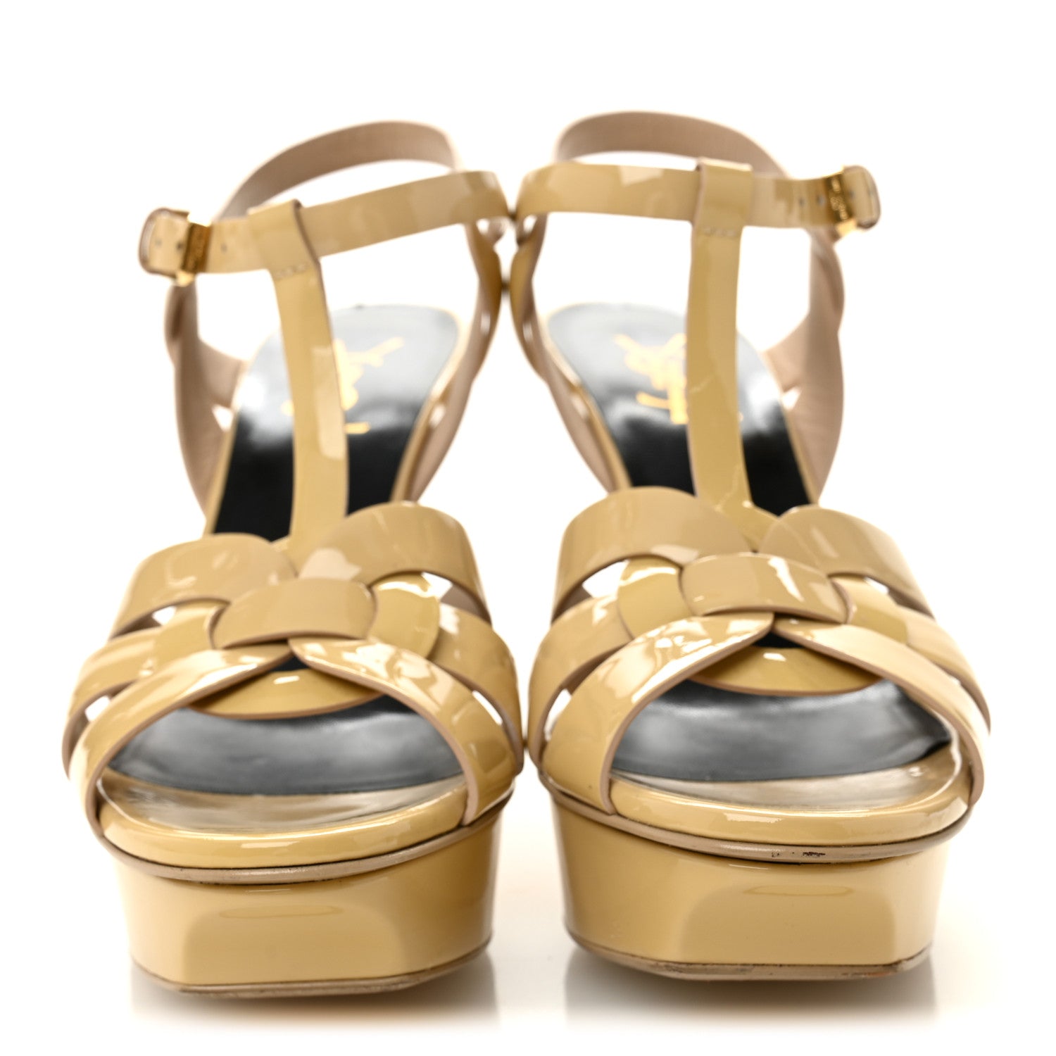 Patent Calfskin Tribute 75 Platform Sandals 37.5 Nude Powder