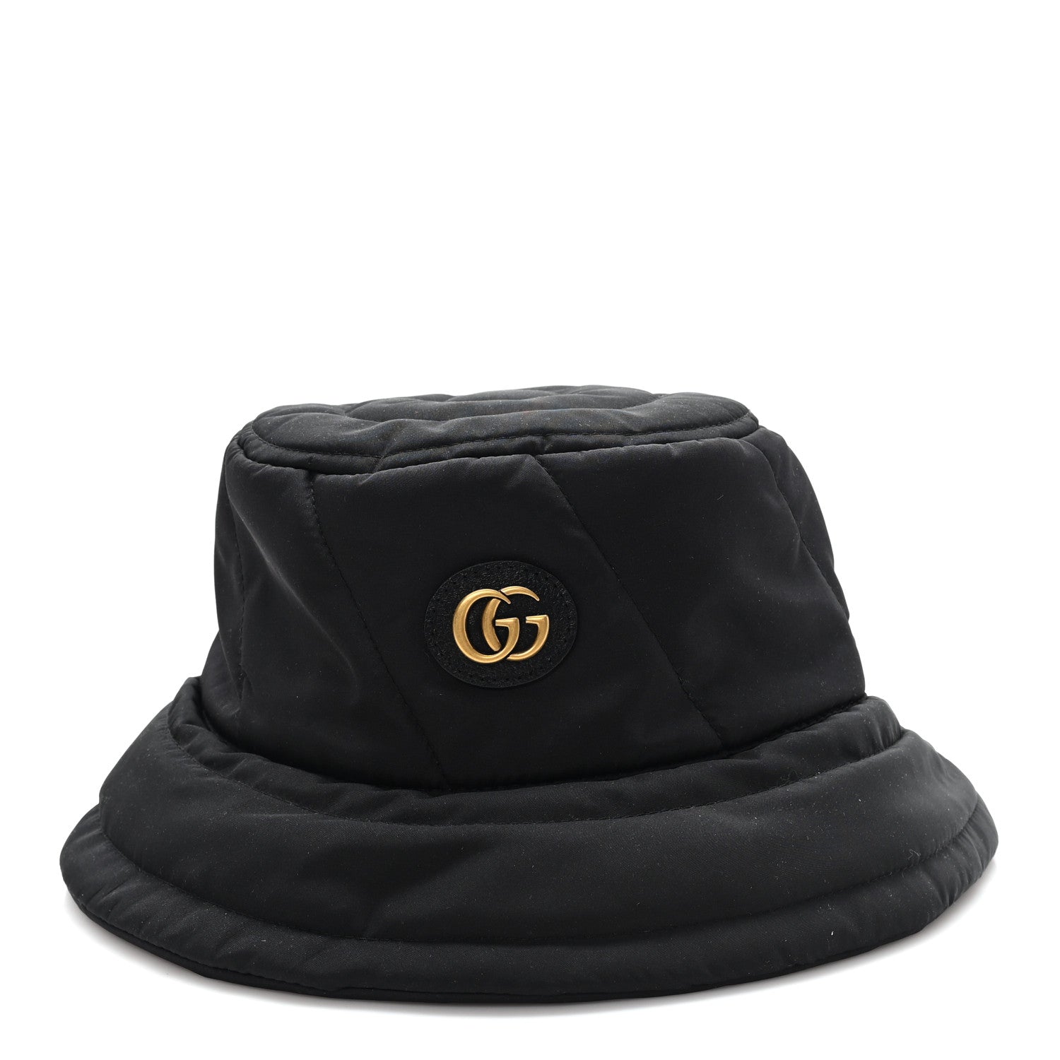 Nylon Quilted GG Bucket Hat M Black