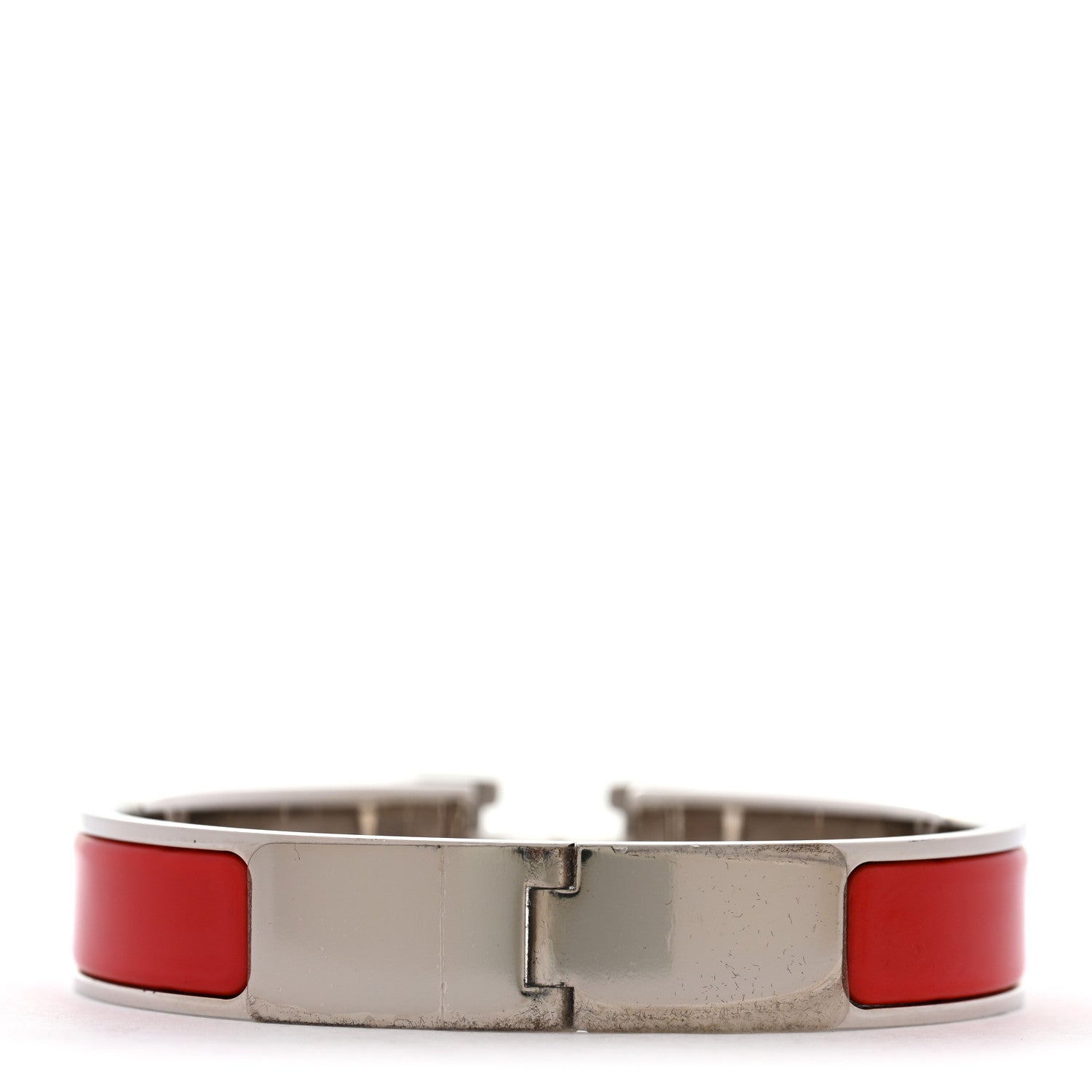 Enamel Narrow Clic Clac H Bracelet PM Rouge Vif White