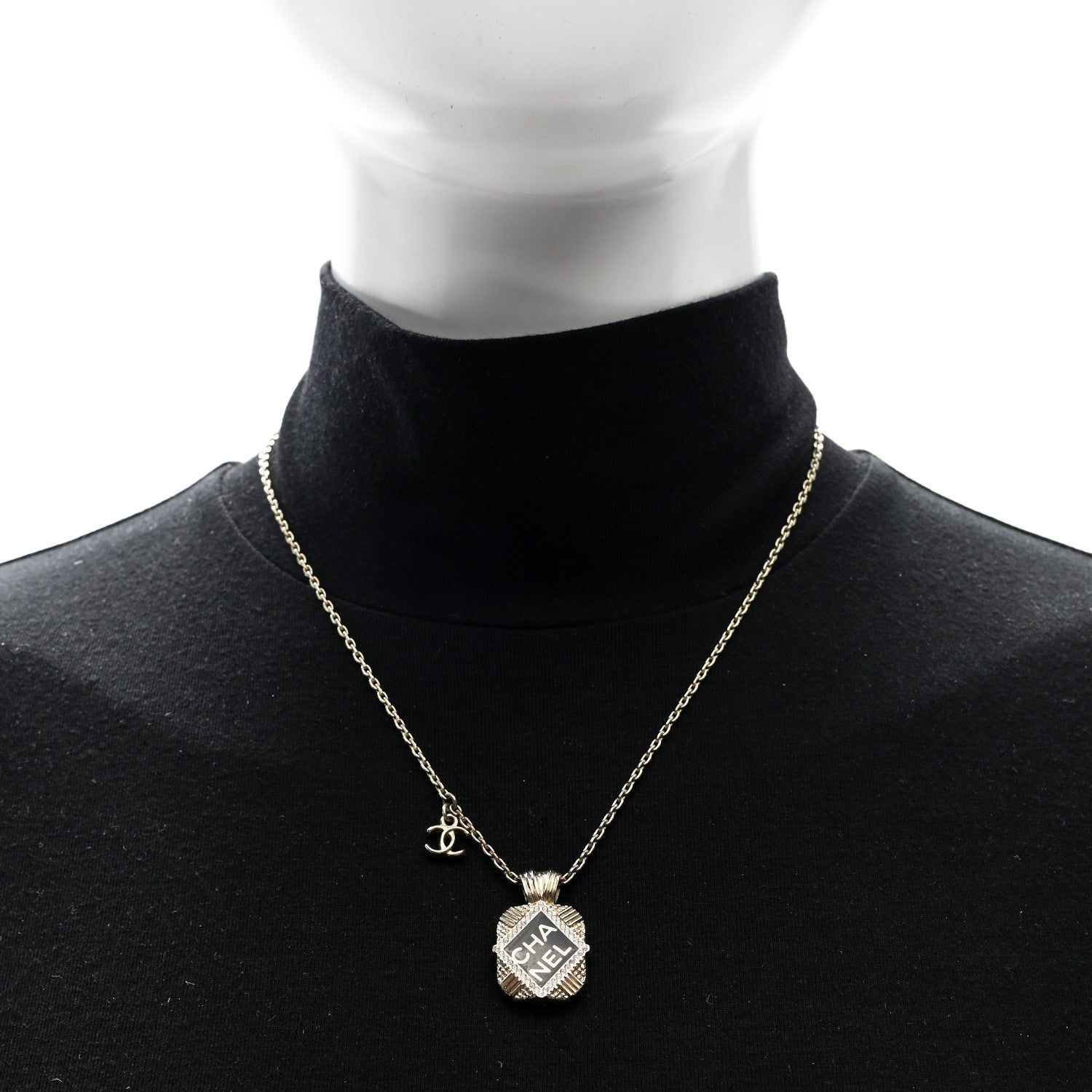 Crystal CC Square Necklace Gold