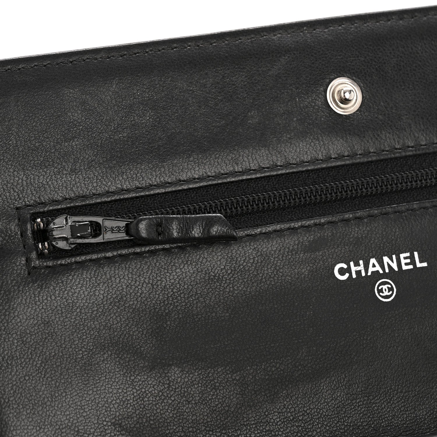 Lambskin Chevron Quilted Wallet On Chain WOC So Black