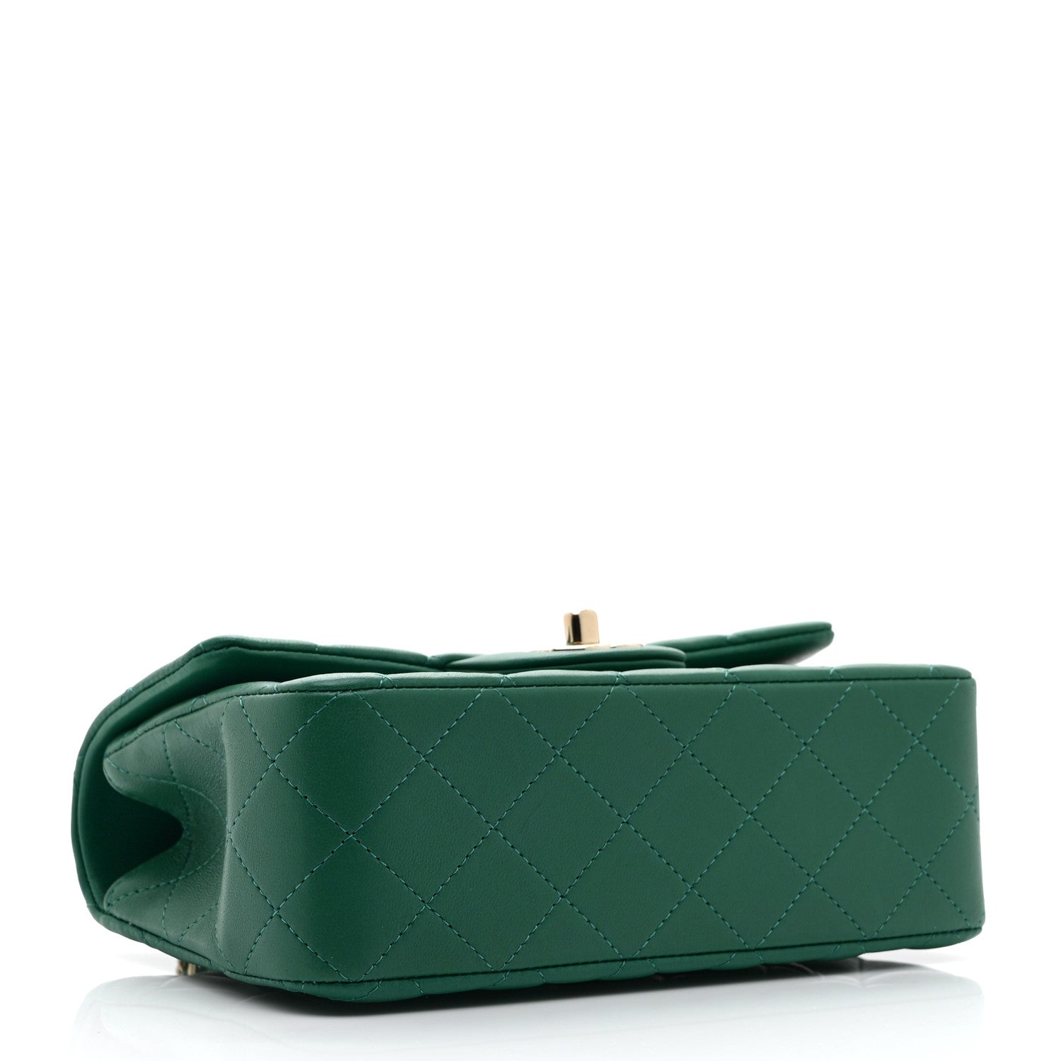 Lambskin Quilted Mini Top Handle Rectangular Flap Green