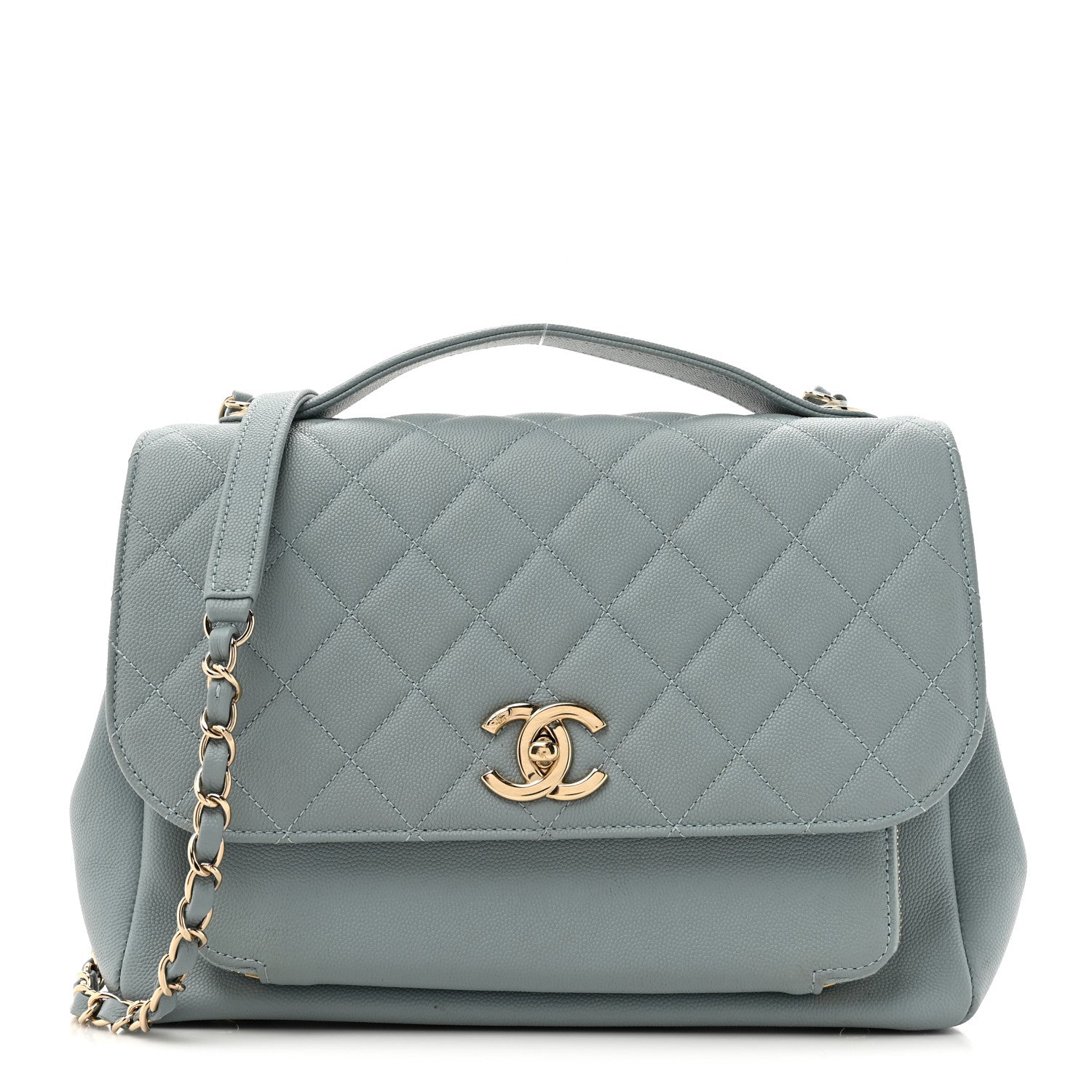 Caviar Quilted Large Business Affinity Flap Blue