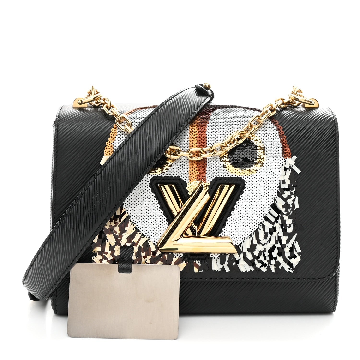 Epi Sequins Twist Shoulder Bag MM Black