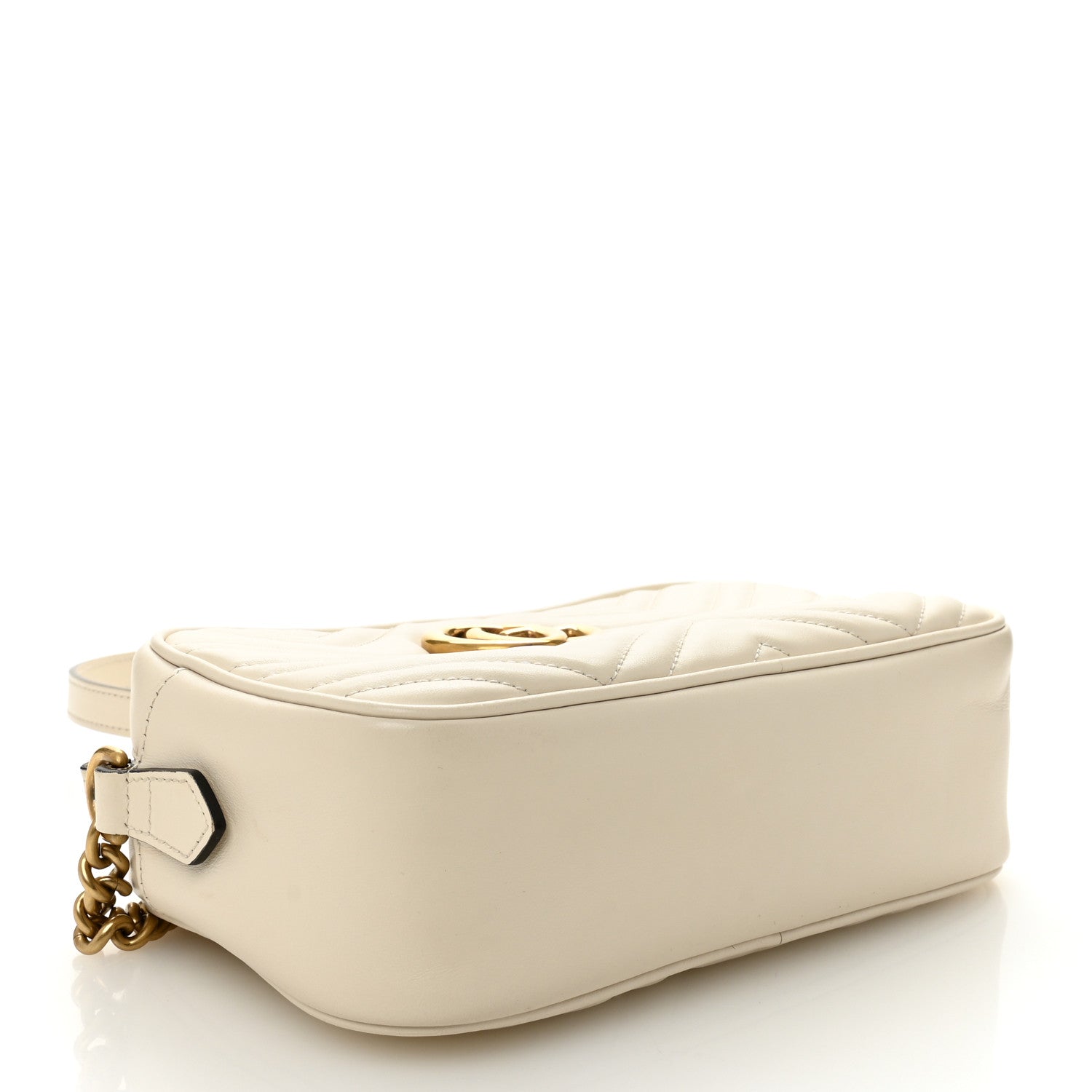 Calfskin Matelasse Small GG Marmont Chain Shoulder Bag White