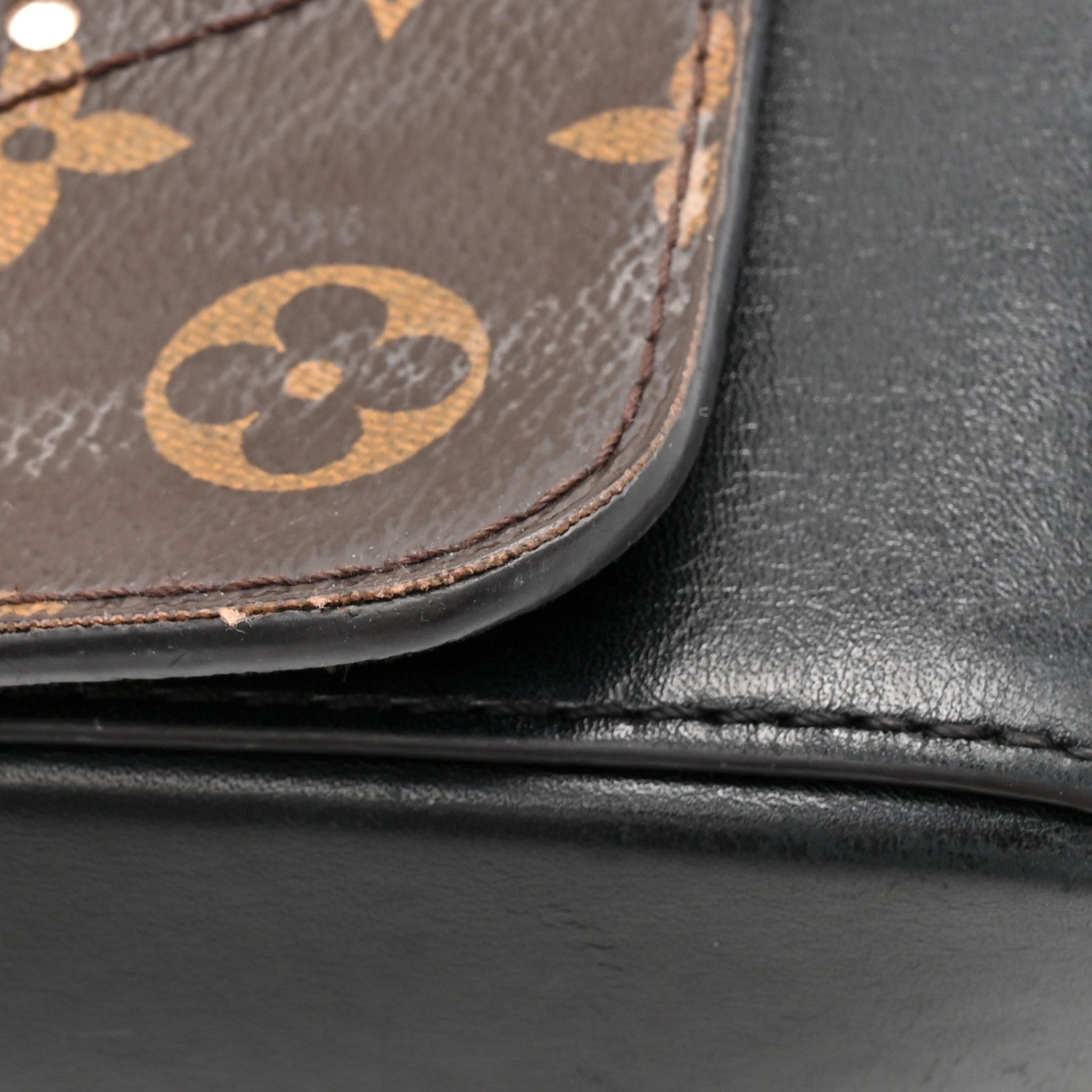Veau Satin Monogram Twist Shoulder Bag MM Black