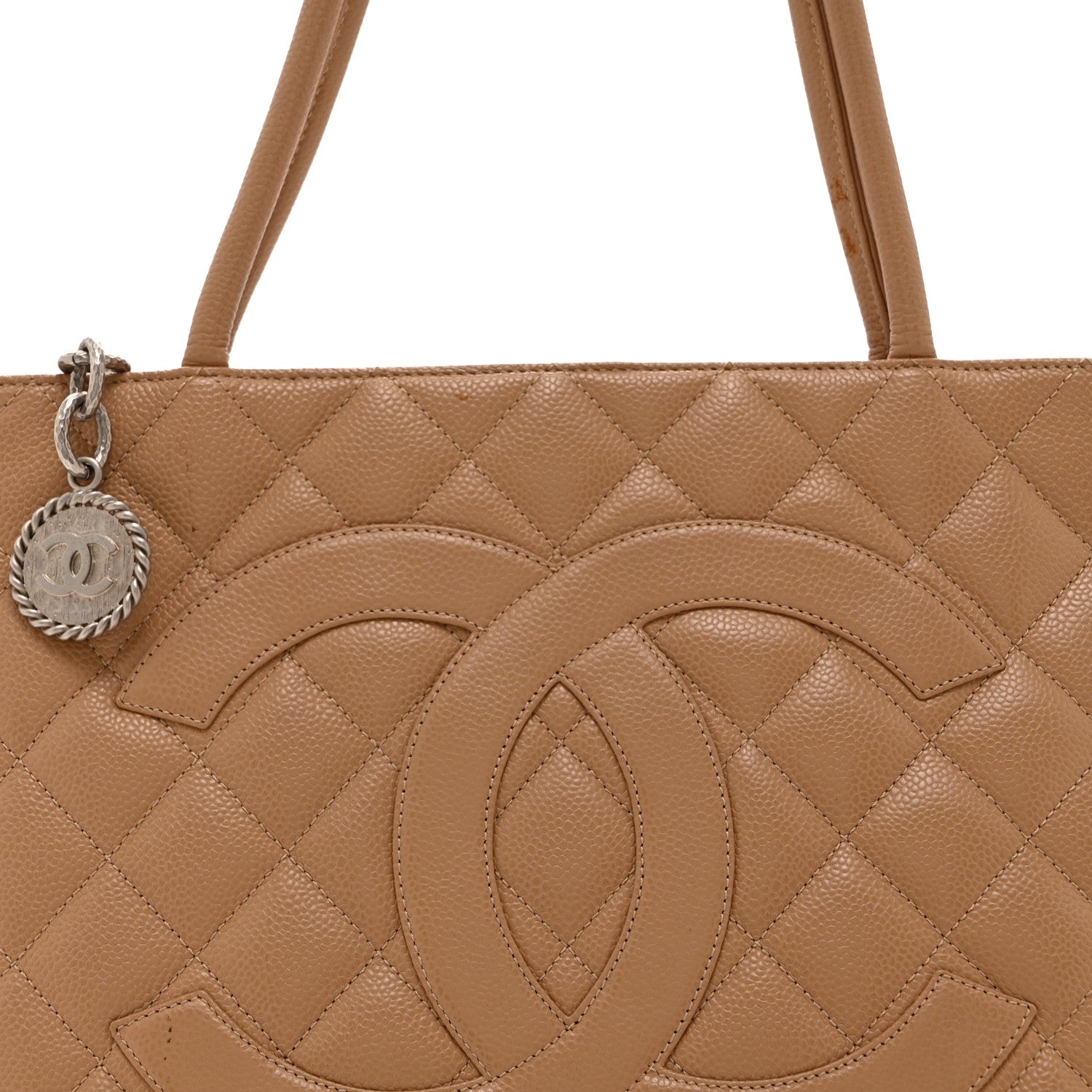 Caviar Quilted Medallion Tote Beige