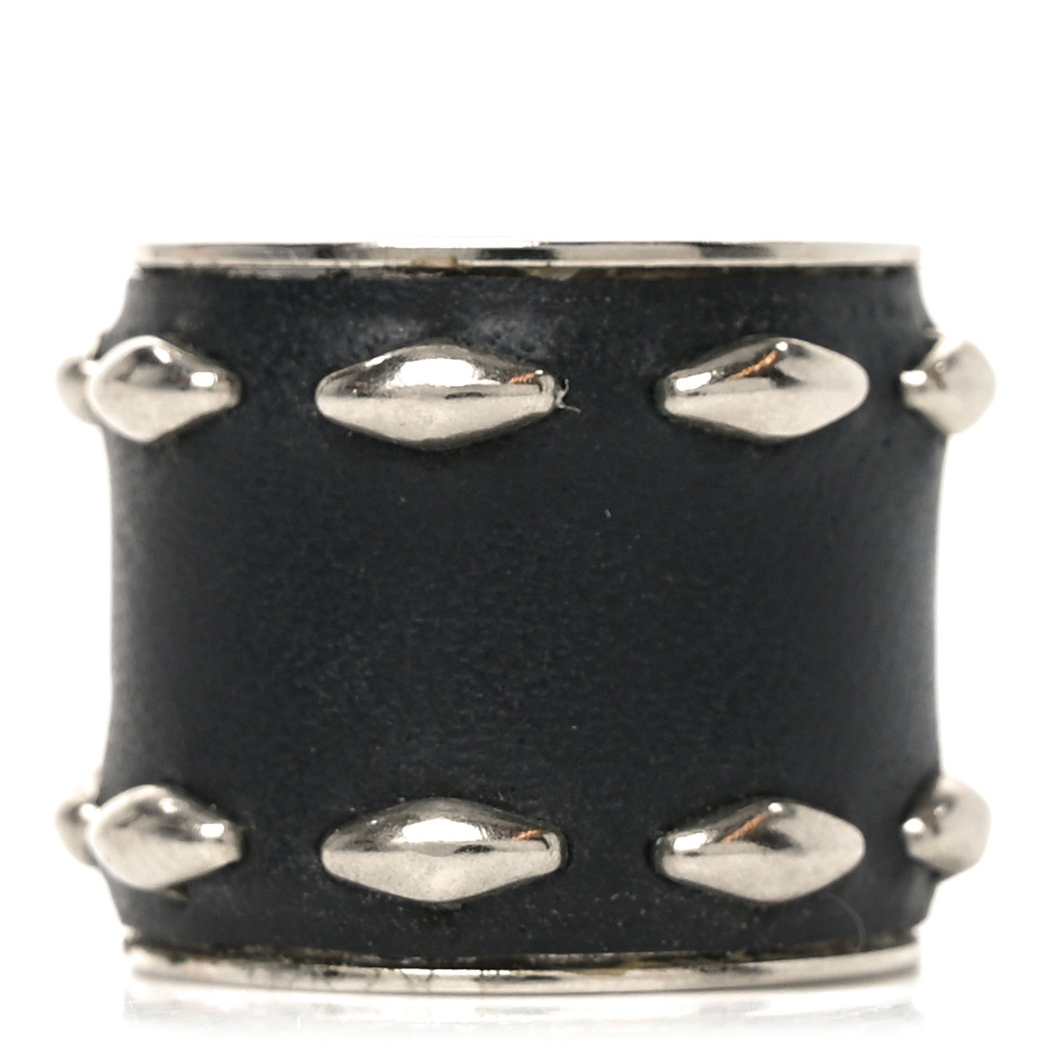 Calfskin Ring M Black Silver