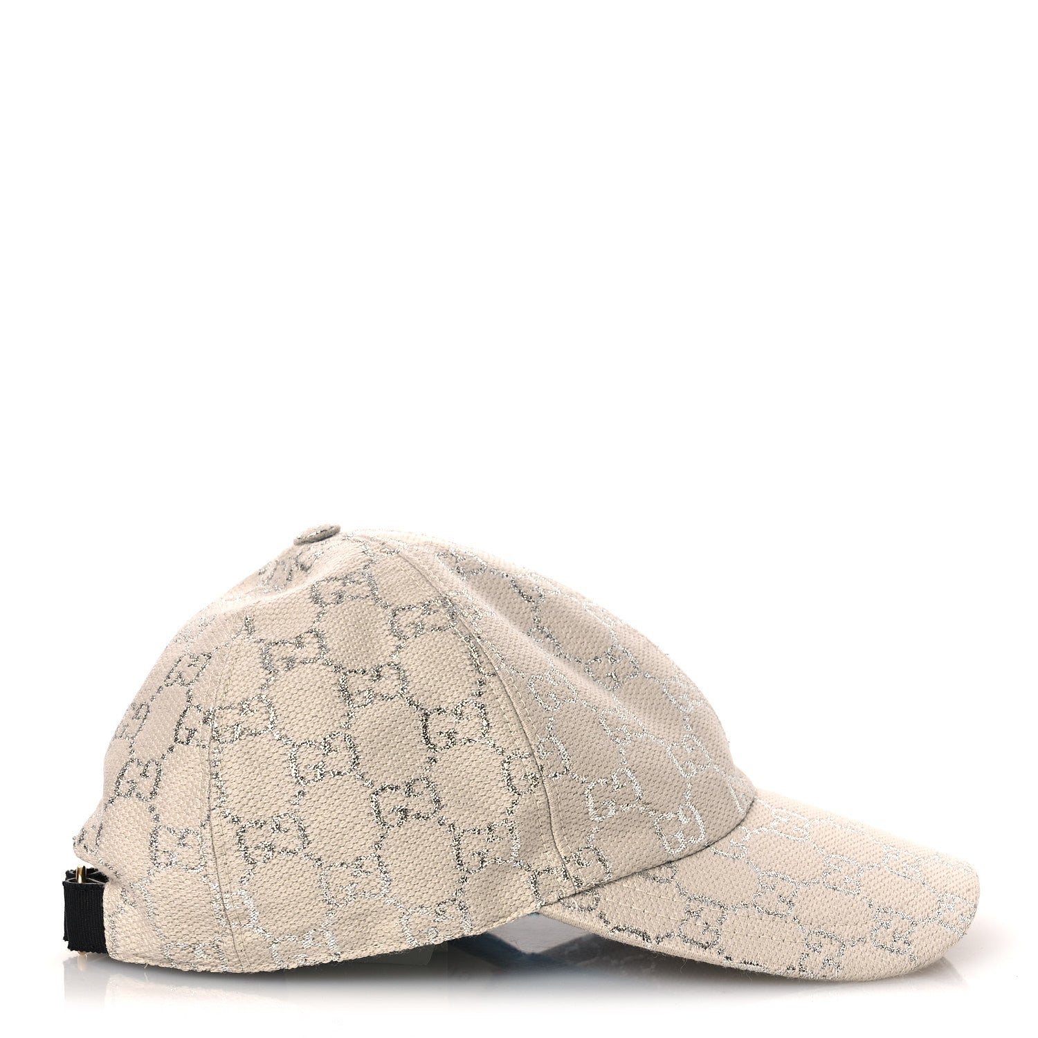 Canvas Lame GG Monogram Rush Baseball Hat M Gardenia Silver