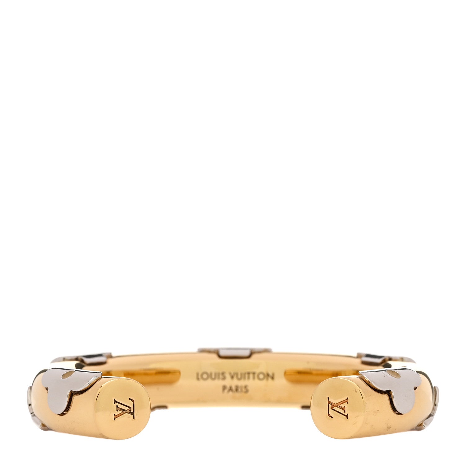 Brass Monogram Flower Cuff S Gold