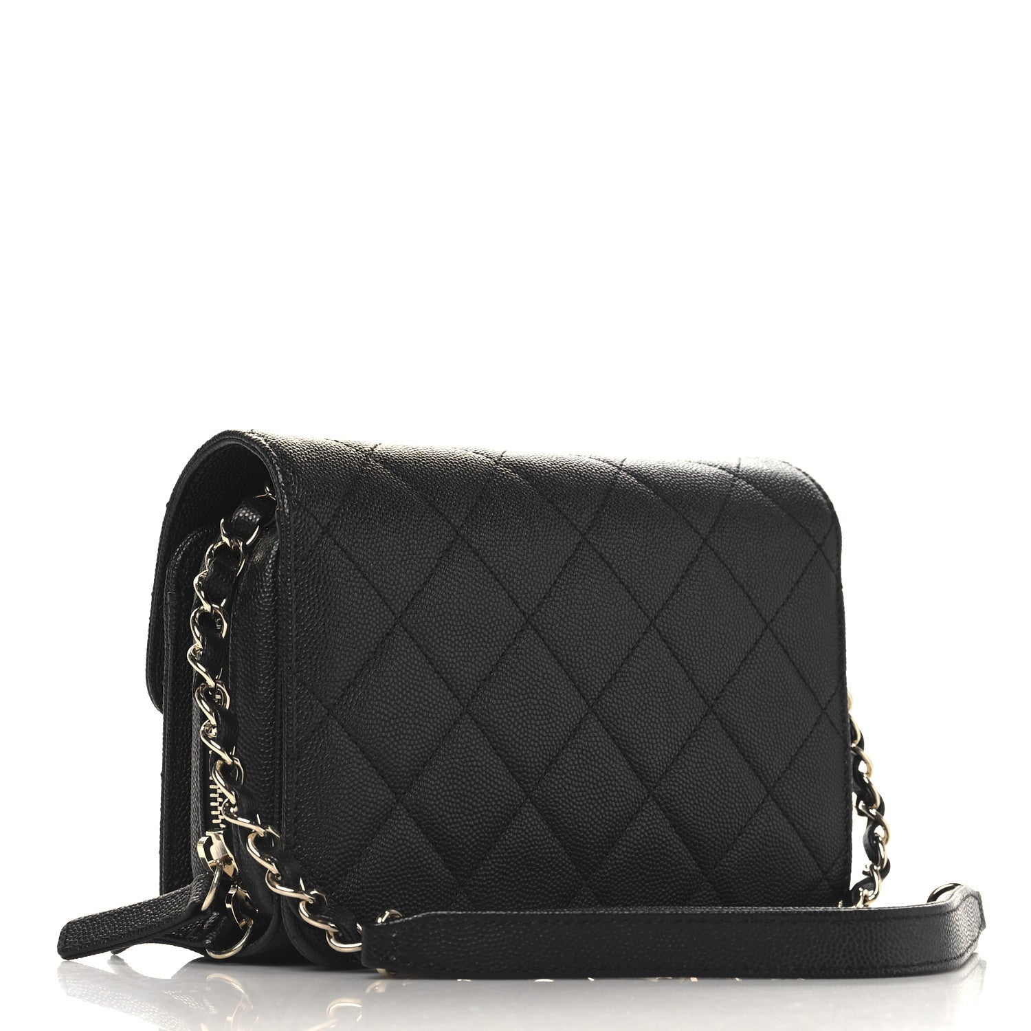 Caviar Quilted Like A Wallet Flap Black