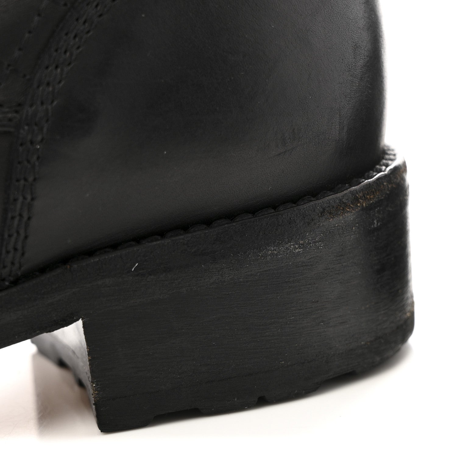Calfskin Quilted Lace Up Combat Boots  38 Black