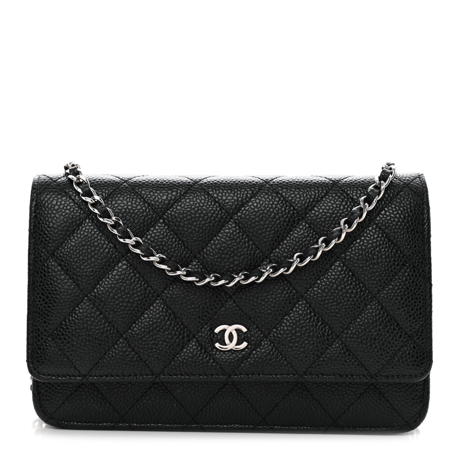 Caviar Quilted Wallet on Chain WOC Black