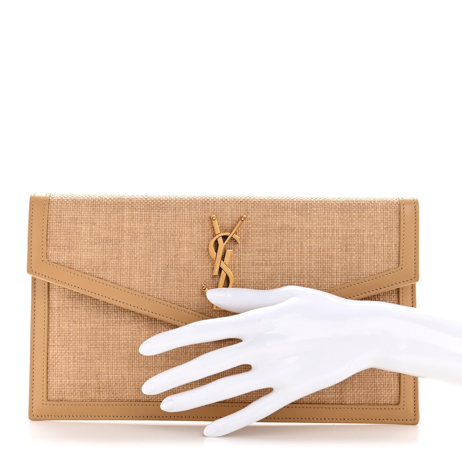 Micro Raffia Uptown Pouch Natural Hay Blush