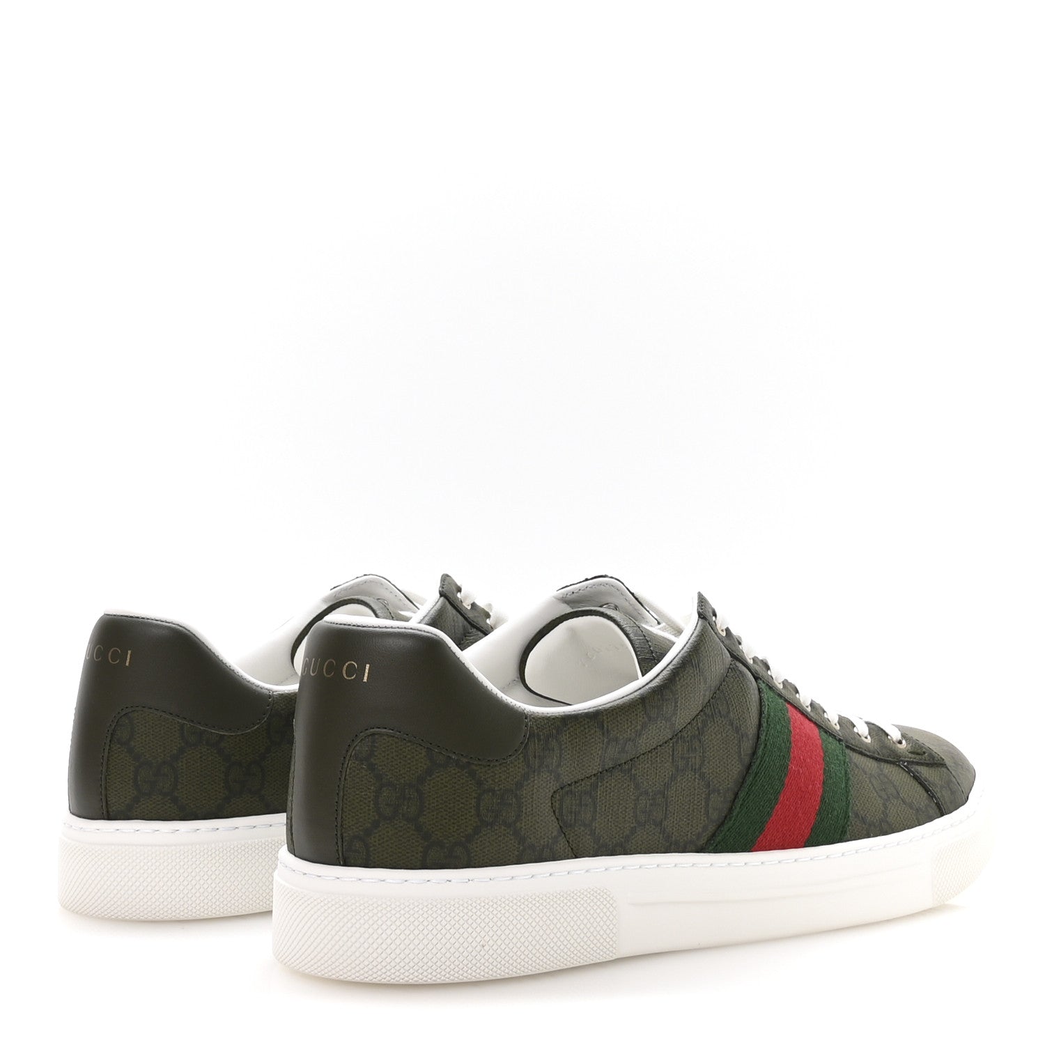 GG Supreme Monogram Web Mens New Ace Sneakers 11 Green