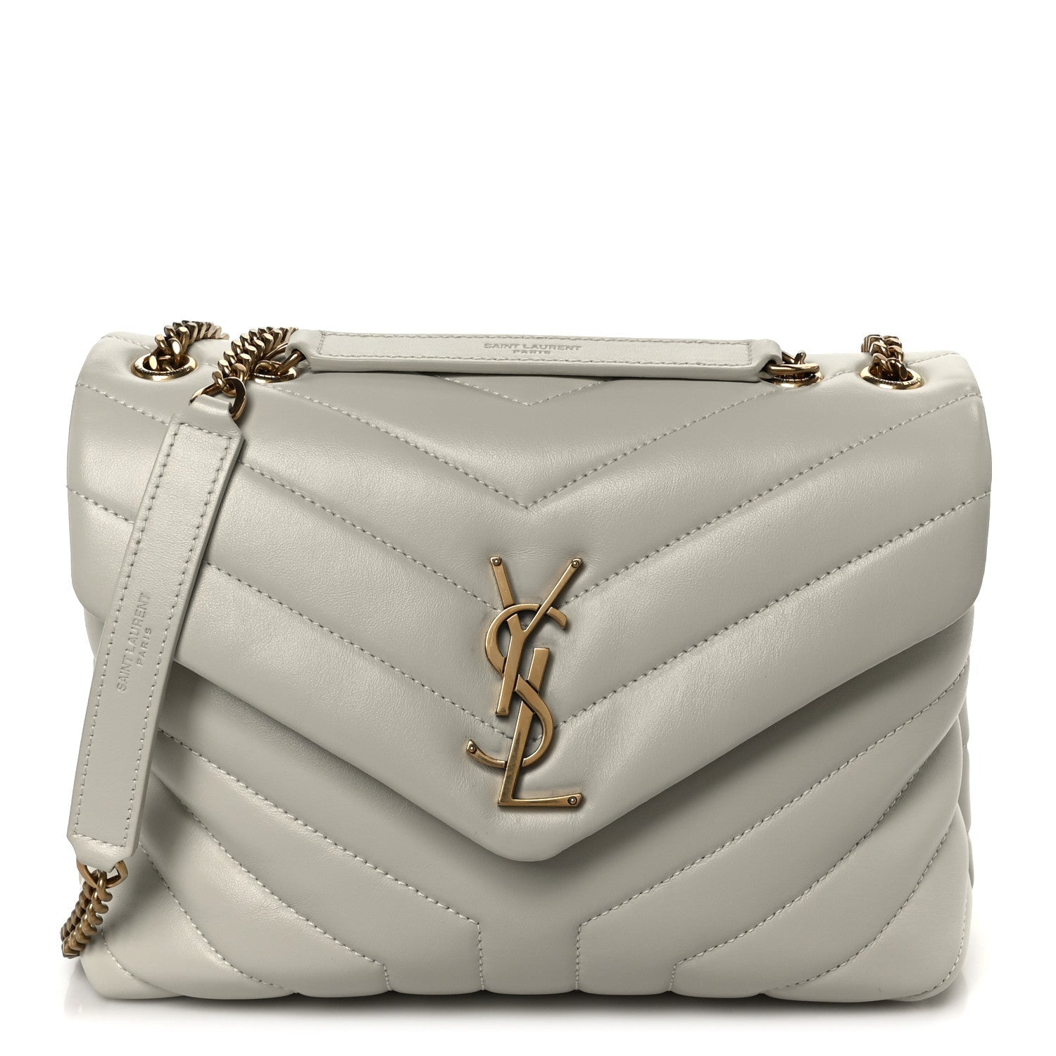 Calfskin Y Quilted Monogram Small Loulou Chain Satchel Blanc Vintage