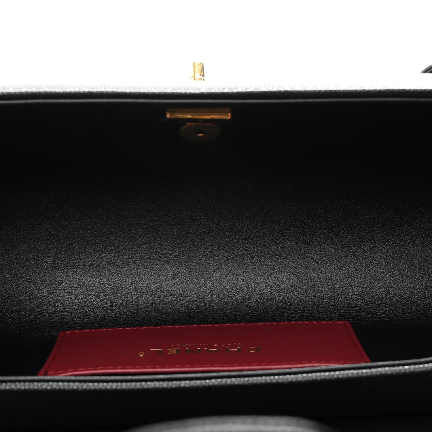 Shiny Caviar Preppy Coco Small Bowling Bag Black