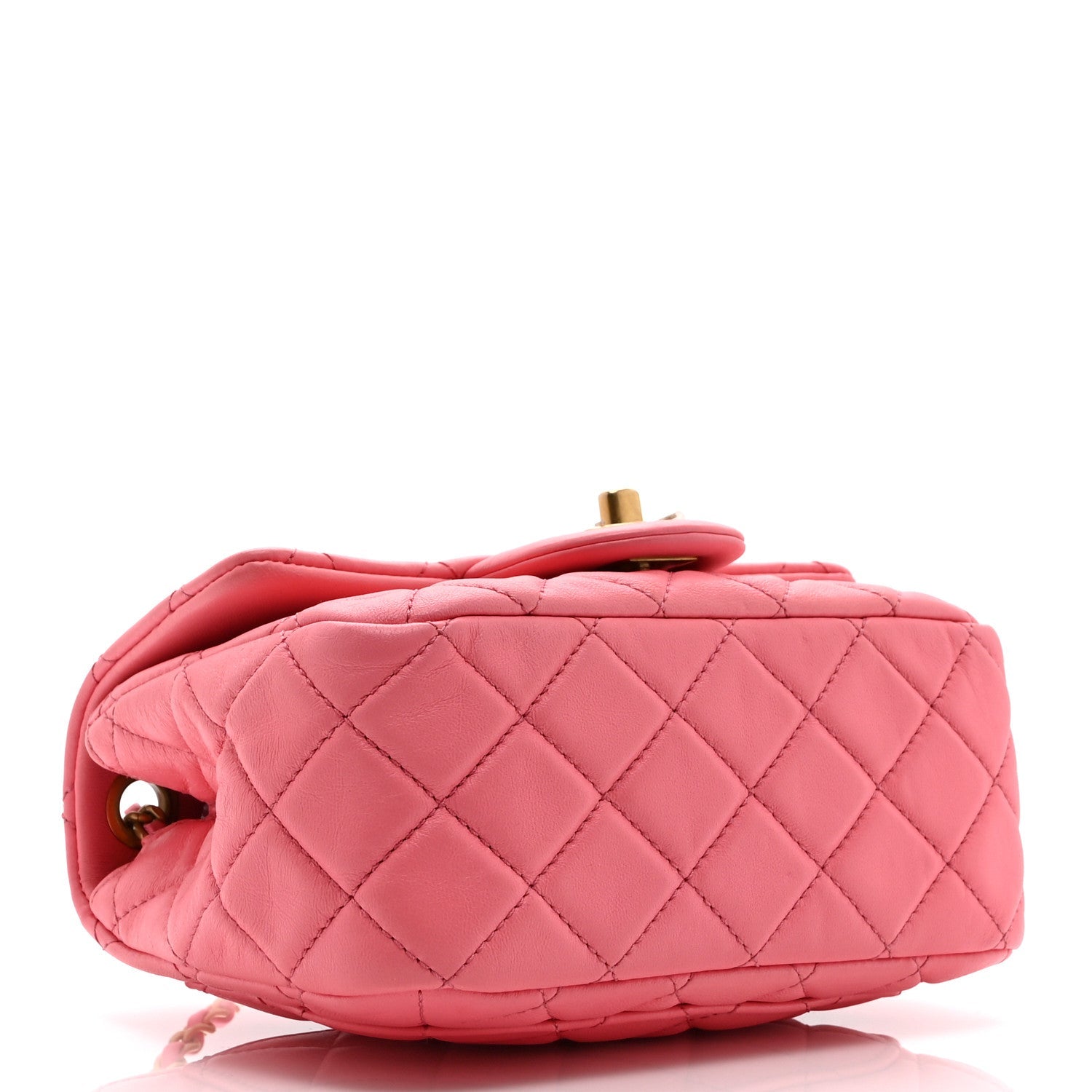 Lambskin Quilted Mini Pearl Crush Flap Pink