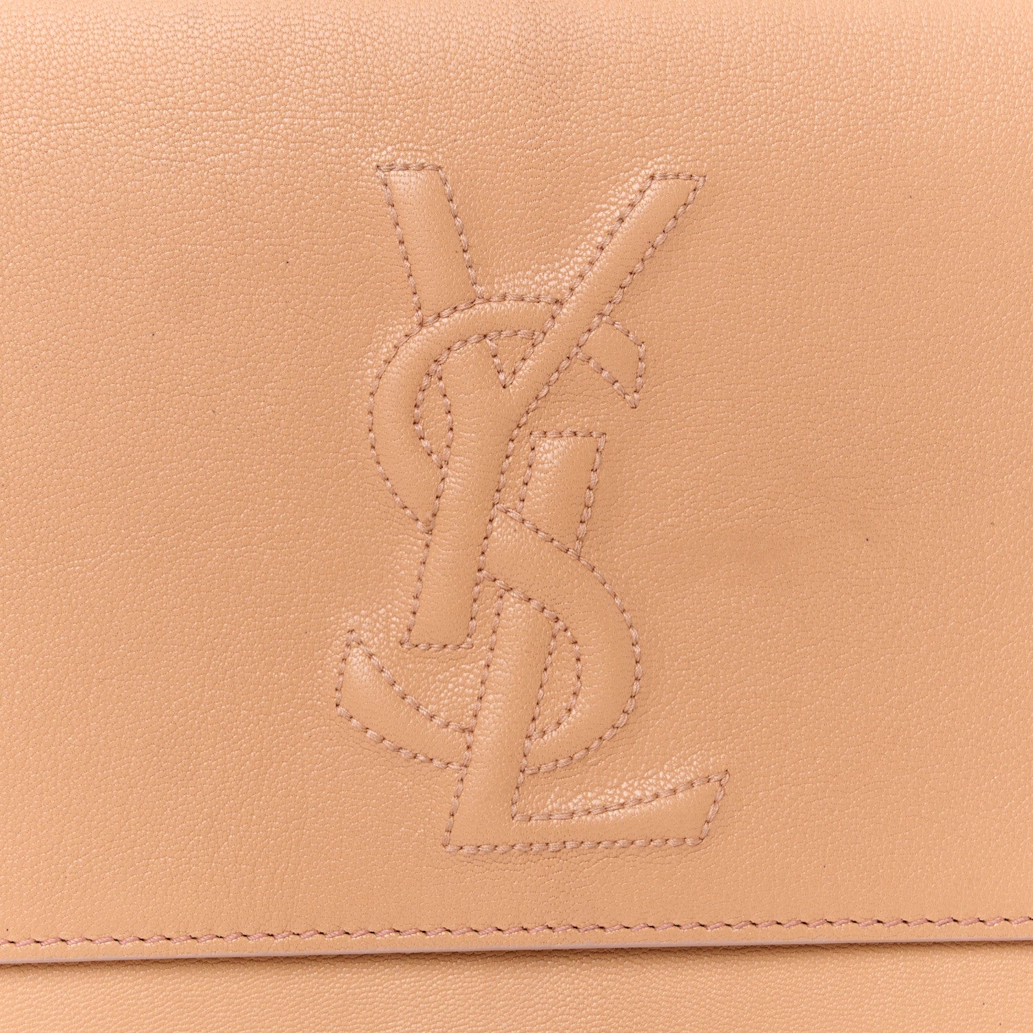 Textured Calfskin Monogram Large Belle De Jour Clutch Beige