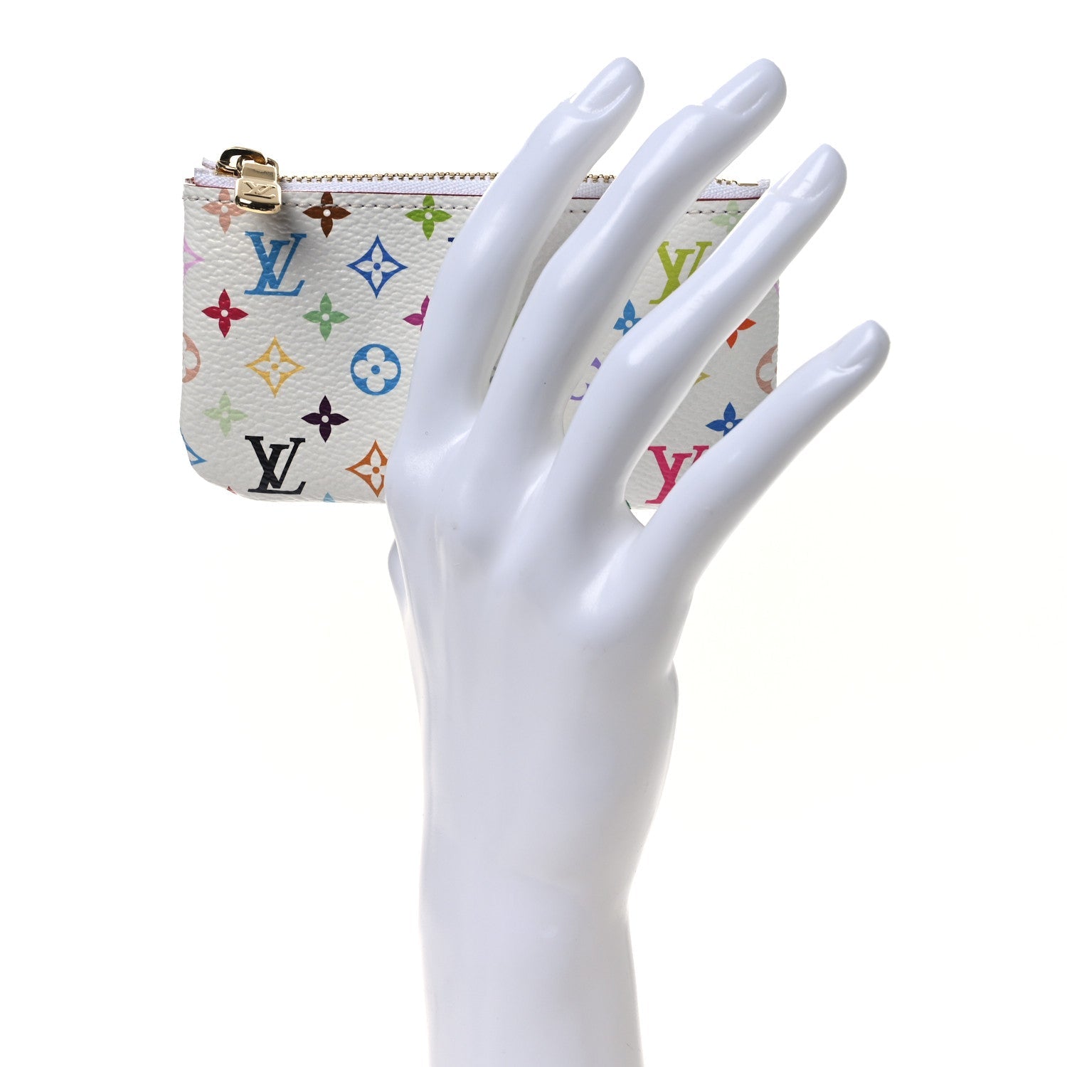 LV X TM Monogram Multicolor Key Pouch White