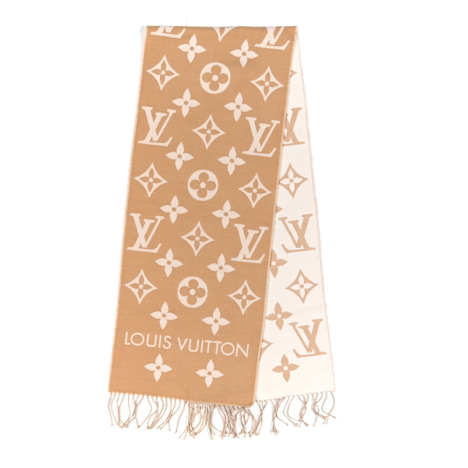 Wool Monogram LV Essential Scarf Beige