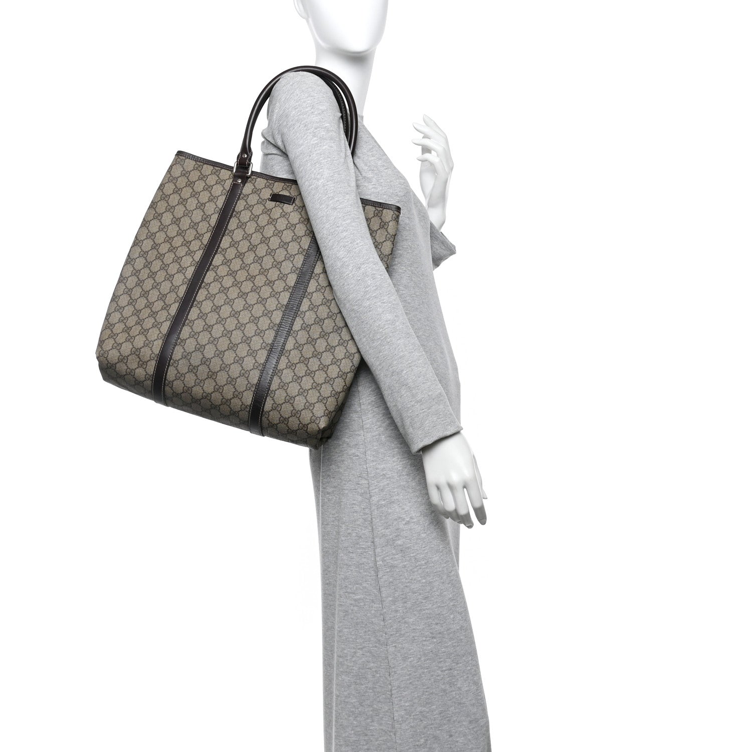 GG Plus Monogram Joy Vertical Tote Dark Brown