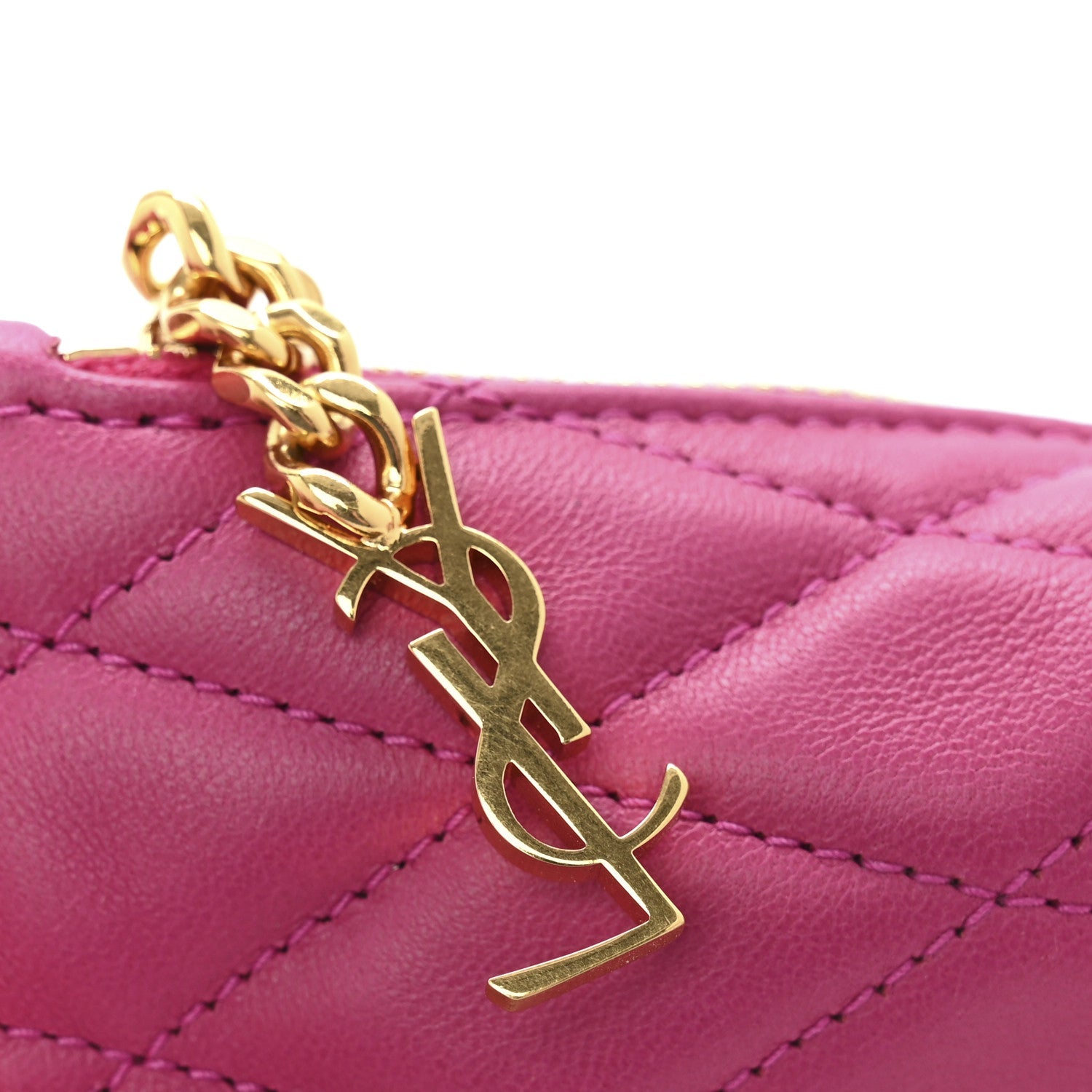 Lambskin Quilted Berlingo Bag Charm Fuchsia