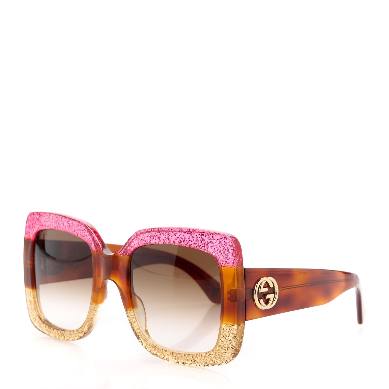 Square Frame GG0083S Sunglasses Glitter Pink Multi