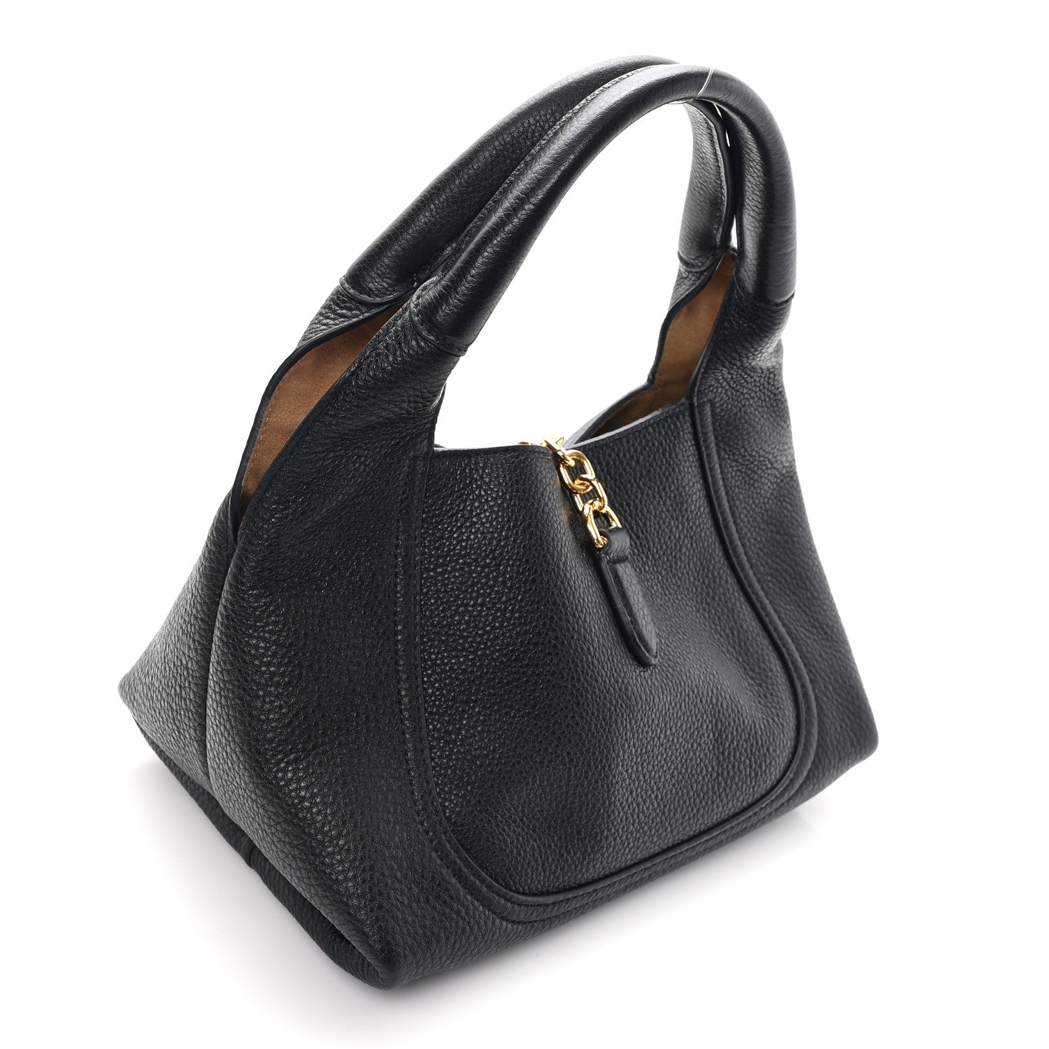 Grained Calfskin Softbit Medium Shoulder Bag Black