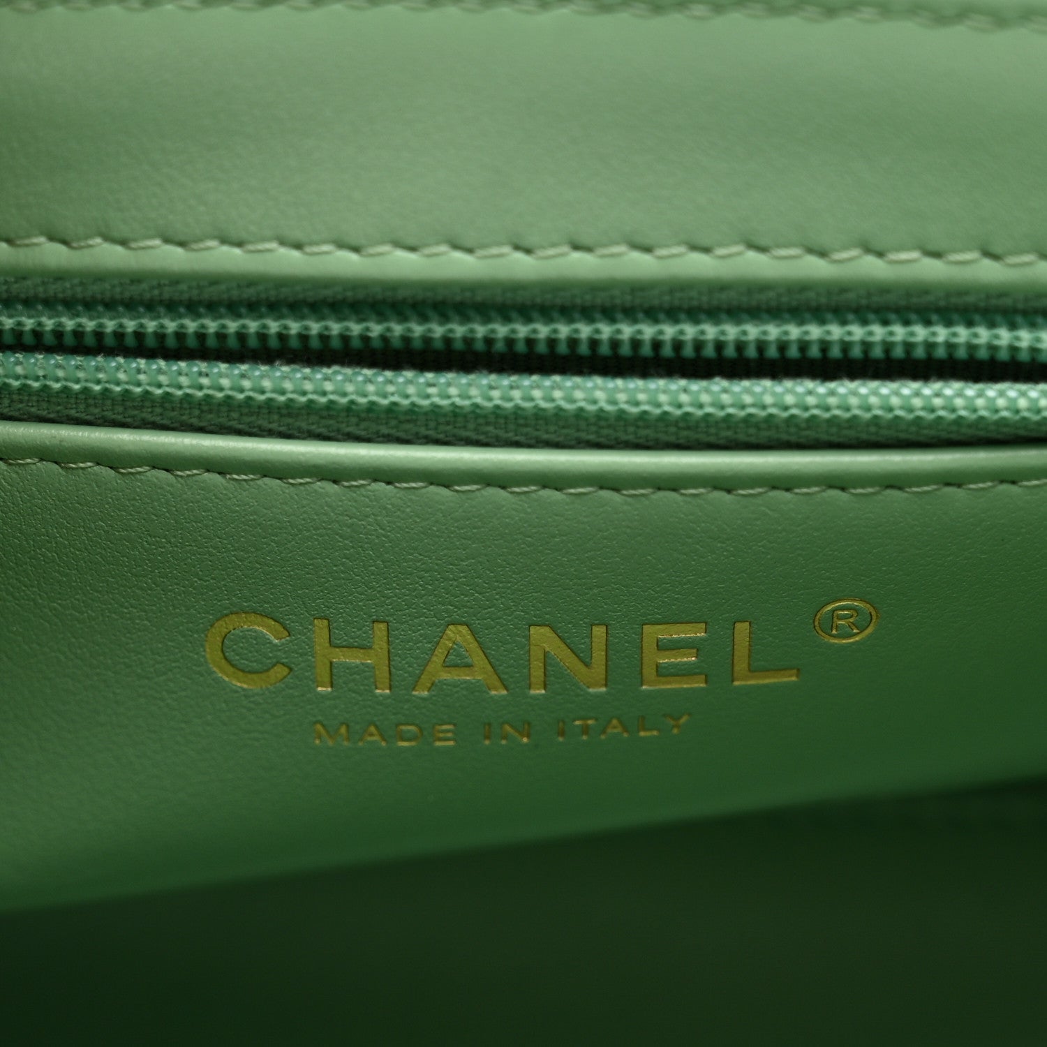 Shiny Aged Calfskin Quilted Nano Kelly Shopper Light Green