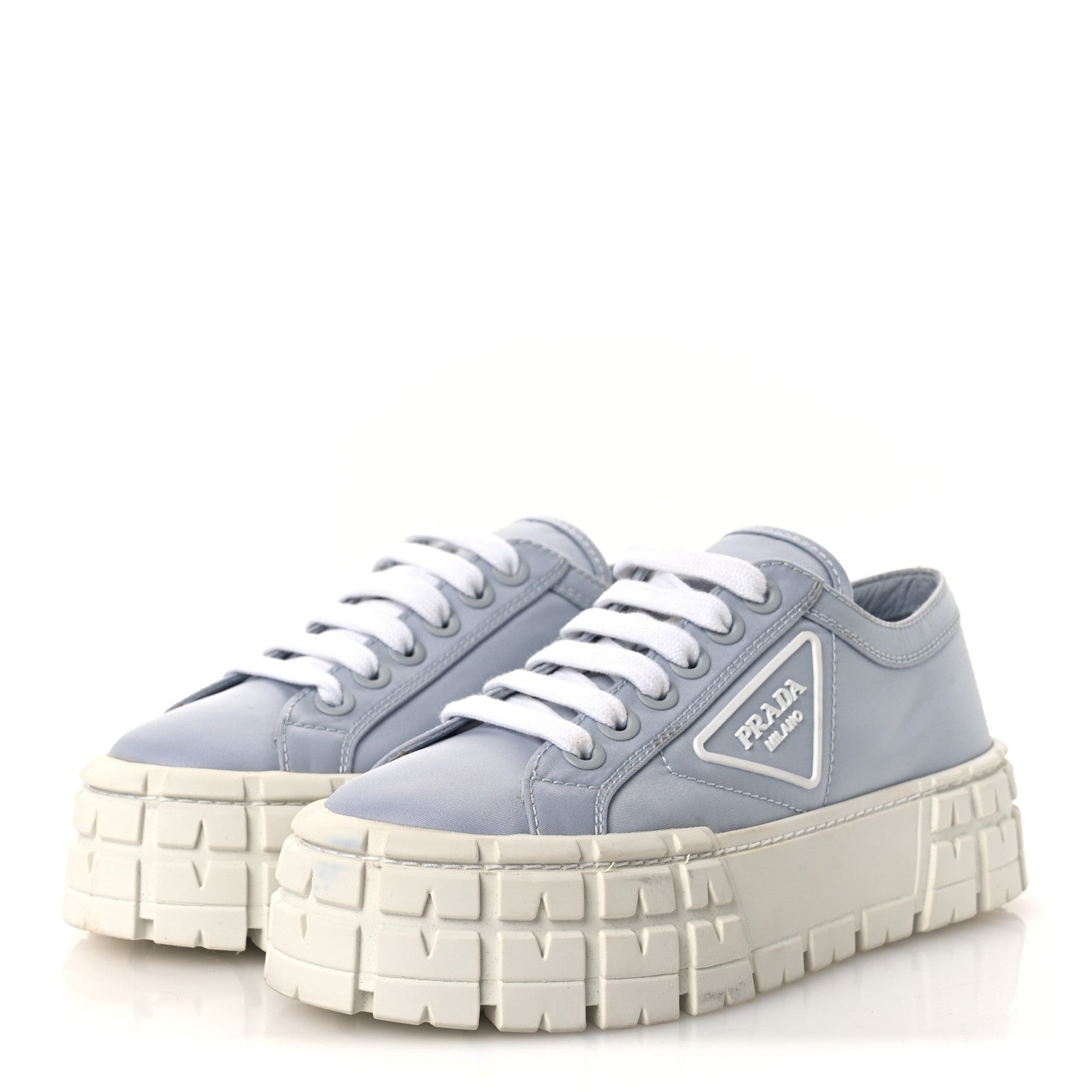 Re-Nylon Gabardine Triangle Logo Double Wheel 50mm Sneakers 38 Cielo