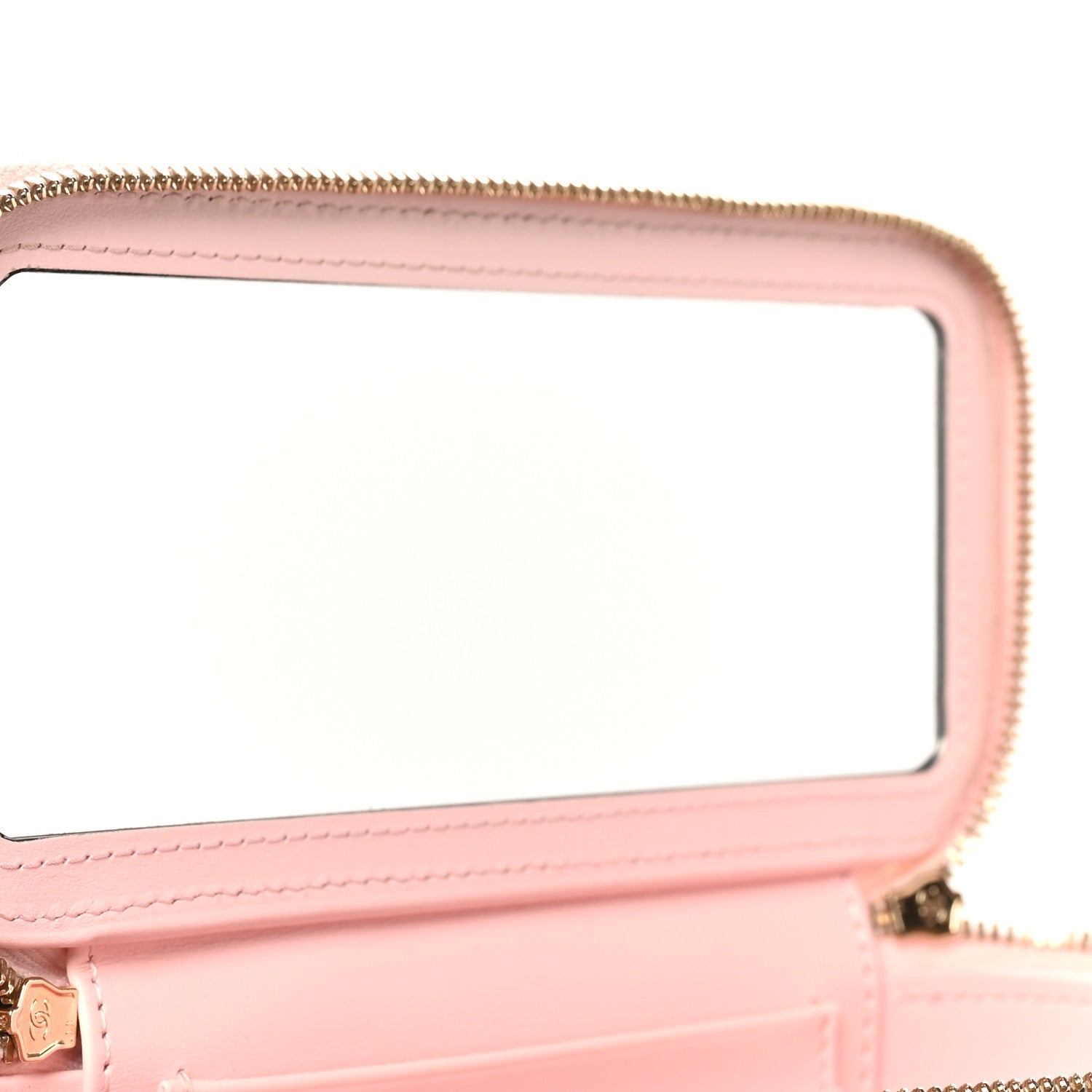 Caviar Quilted Top Handle Vanity With Chain Light Pink