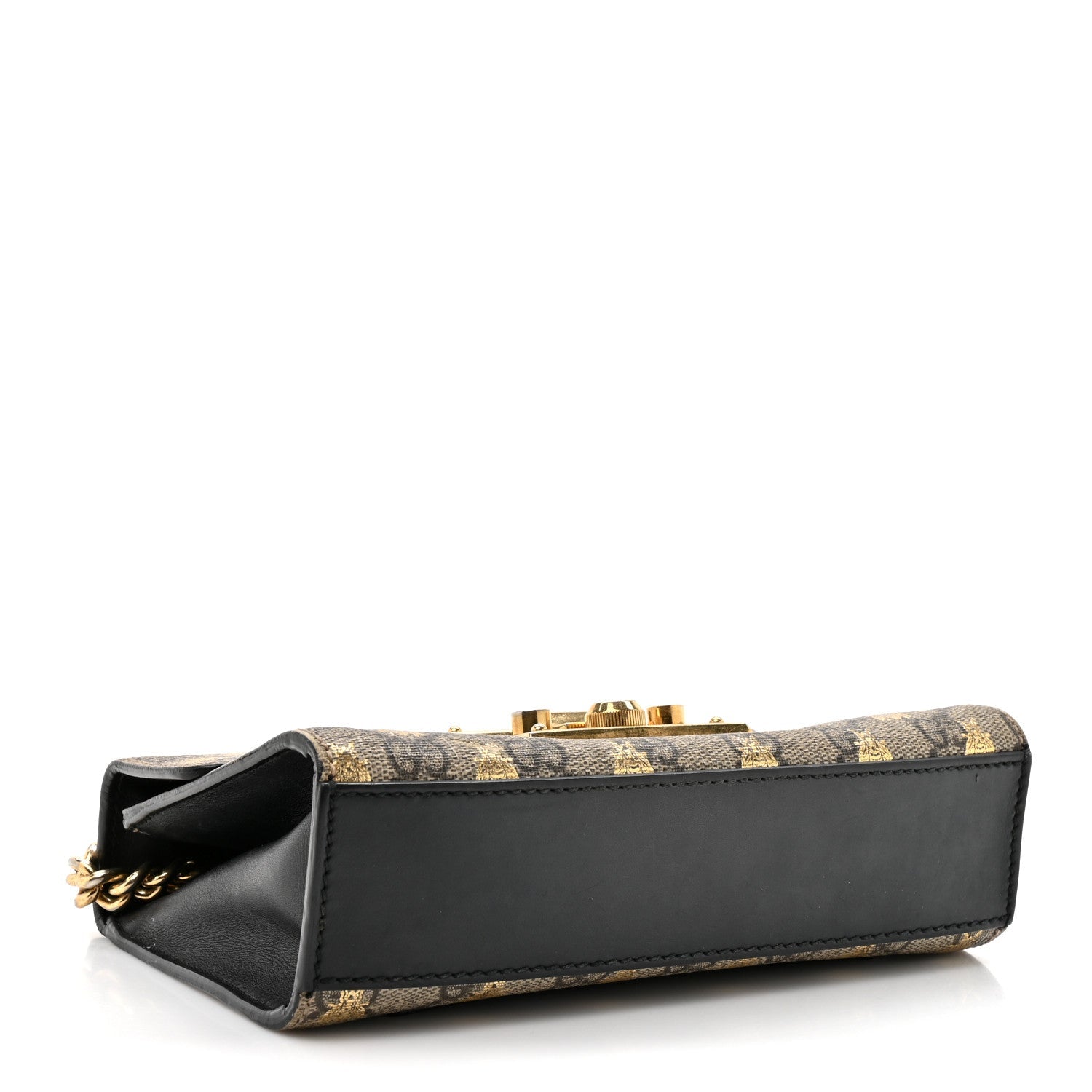 GG Supreme Monogram Bees Small Padlock Shoulder Bag Black