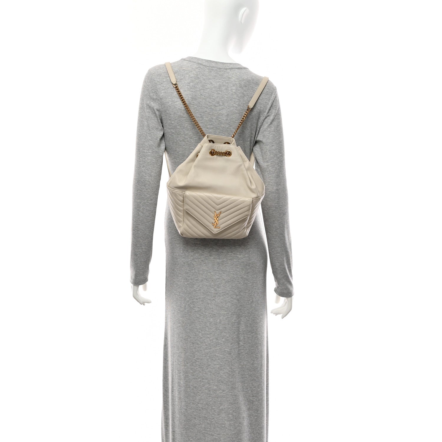 Lambskin Matelasse Monogram Joe Backpack Cream