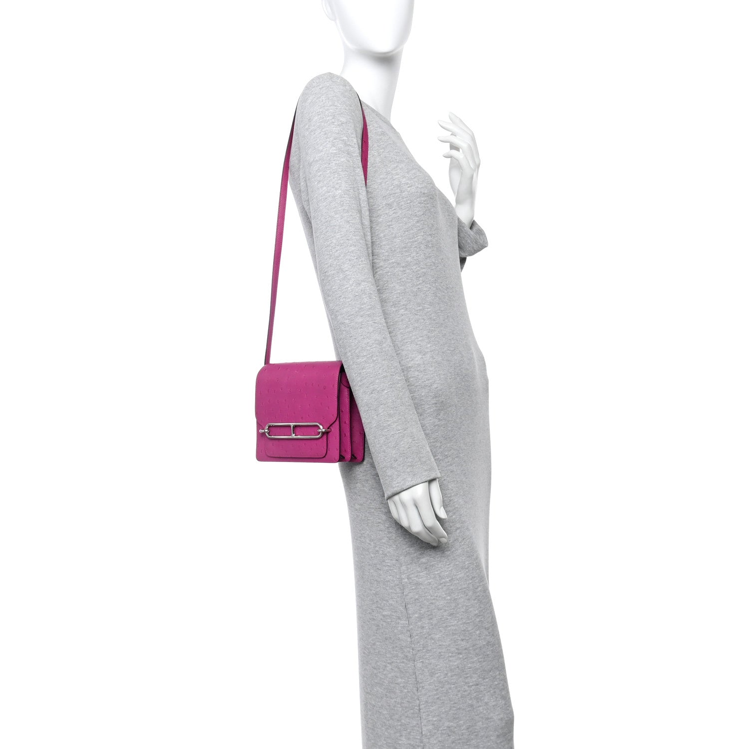 Ostrich Mini Sac Roulis Rose Pourpre