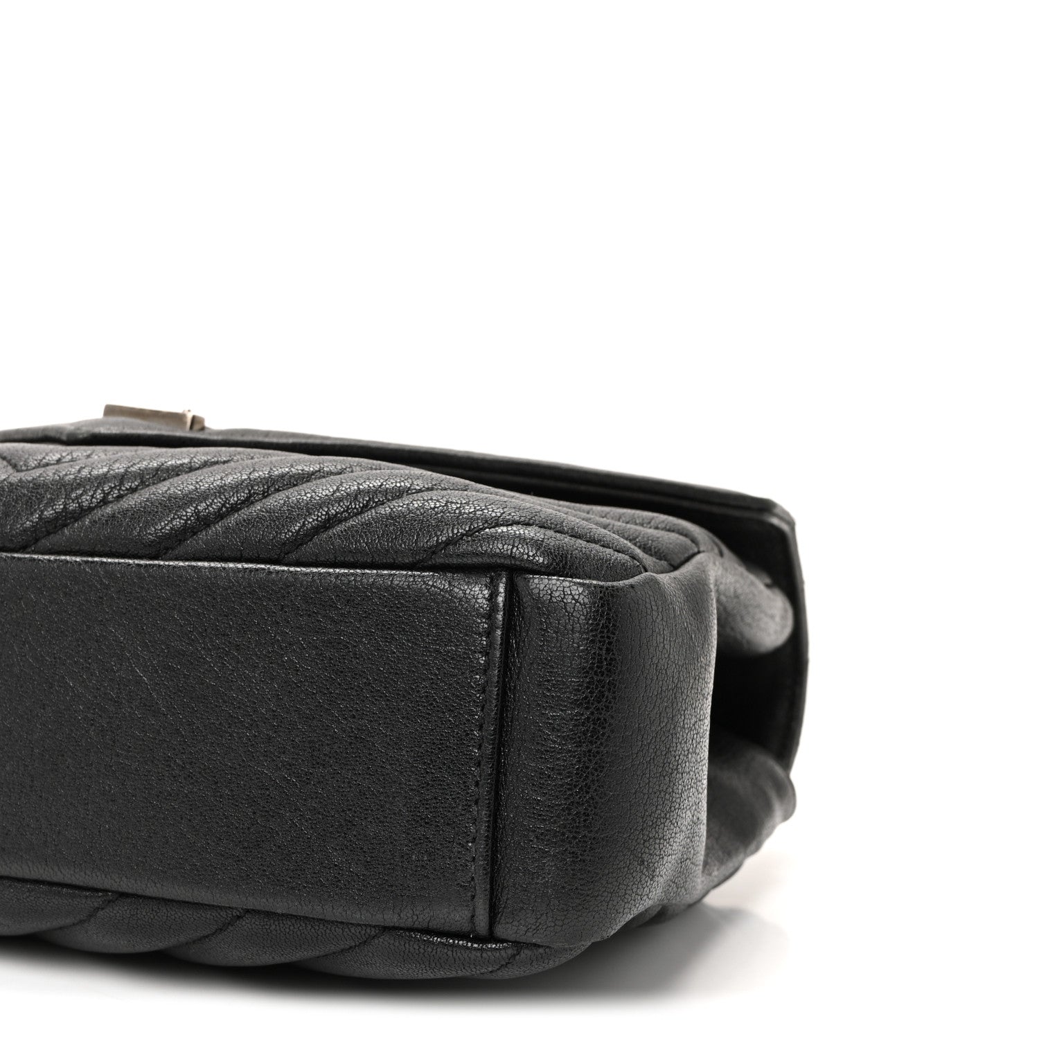 Sheepskin Matelasse Chevron Monogram Medium College Bag Black