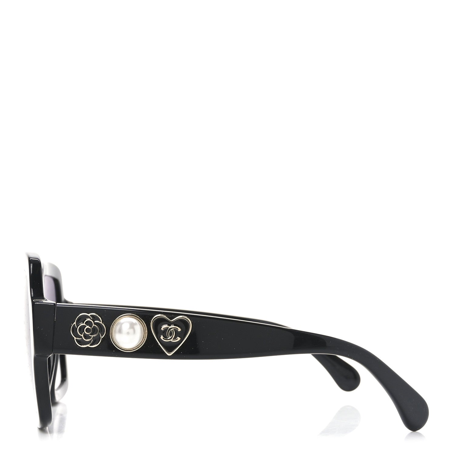 Acetate Charms Pearl Square Sunglasses 5479 Black Gold