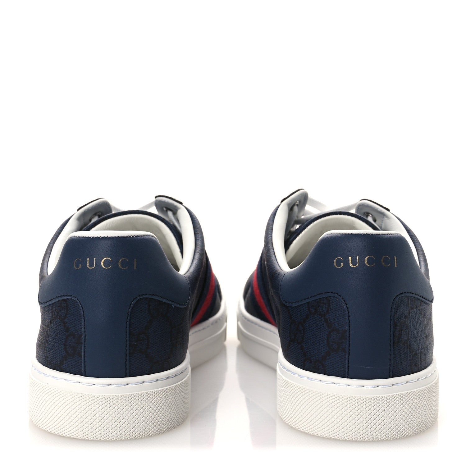 GG Supreme Monogram Web Mens New Ace Sneakers 8.5 Dark Blue