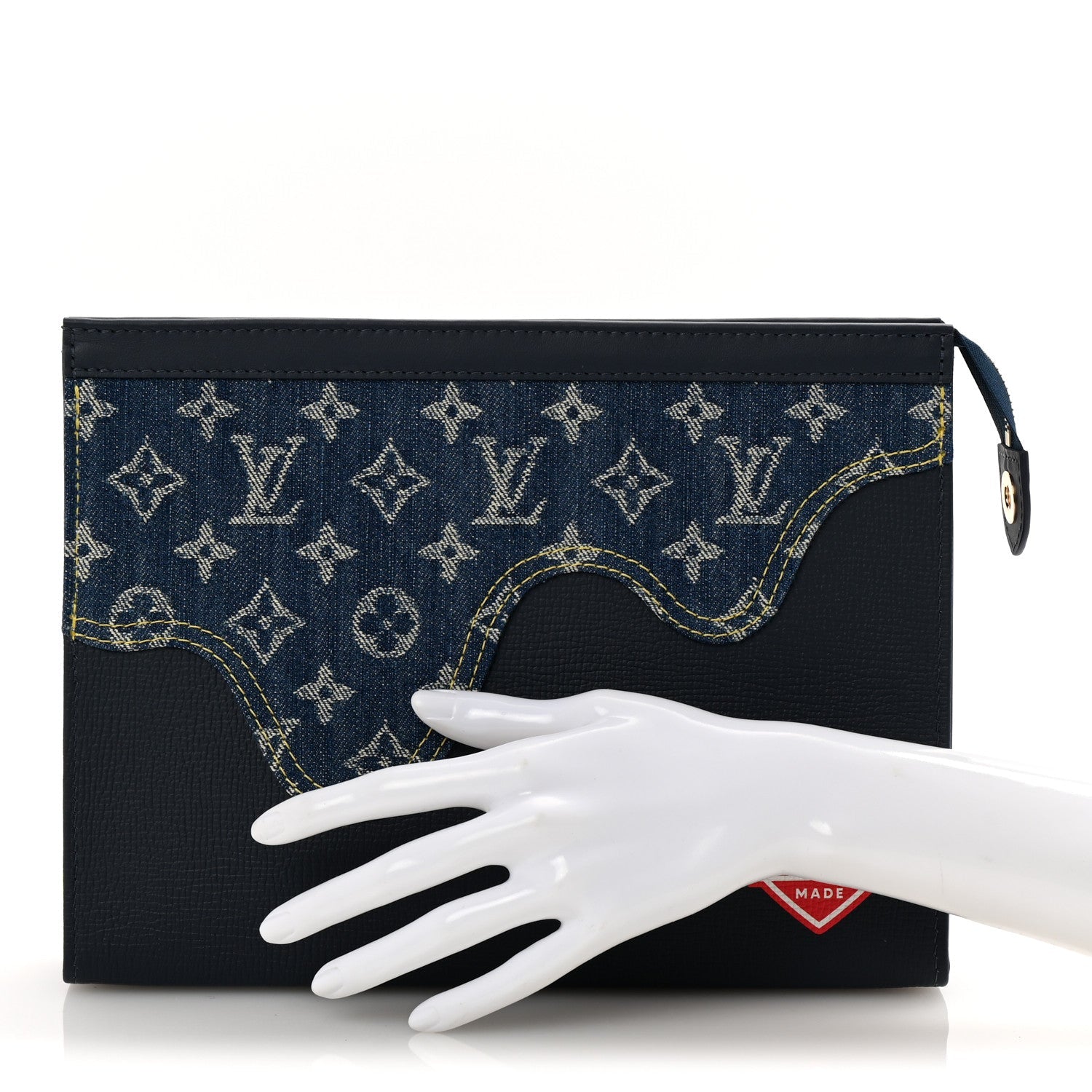 X NIGO Taurillon Monogram Denim Drip Pochette Voyage MM Blue